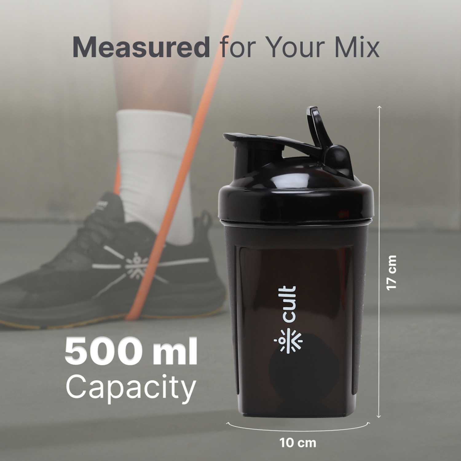 Image of Cult Shaker Bottle with Blender Ball Leakproof Flip top 500 ml Plastic Shaker