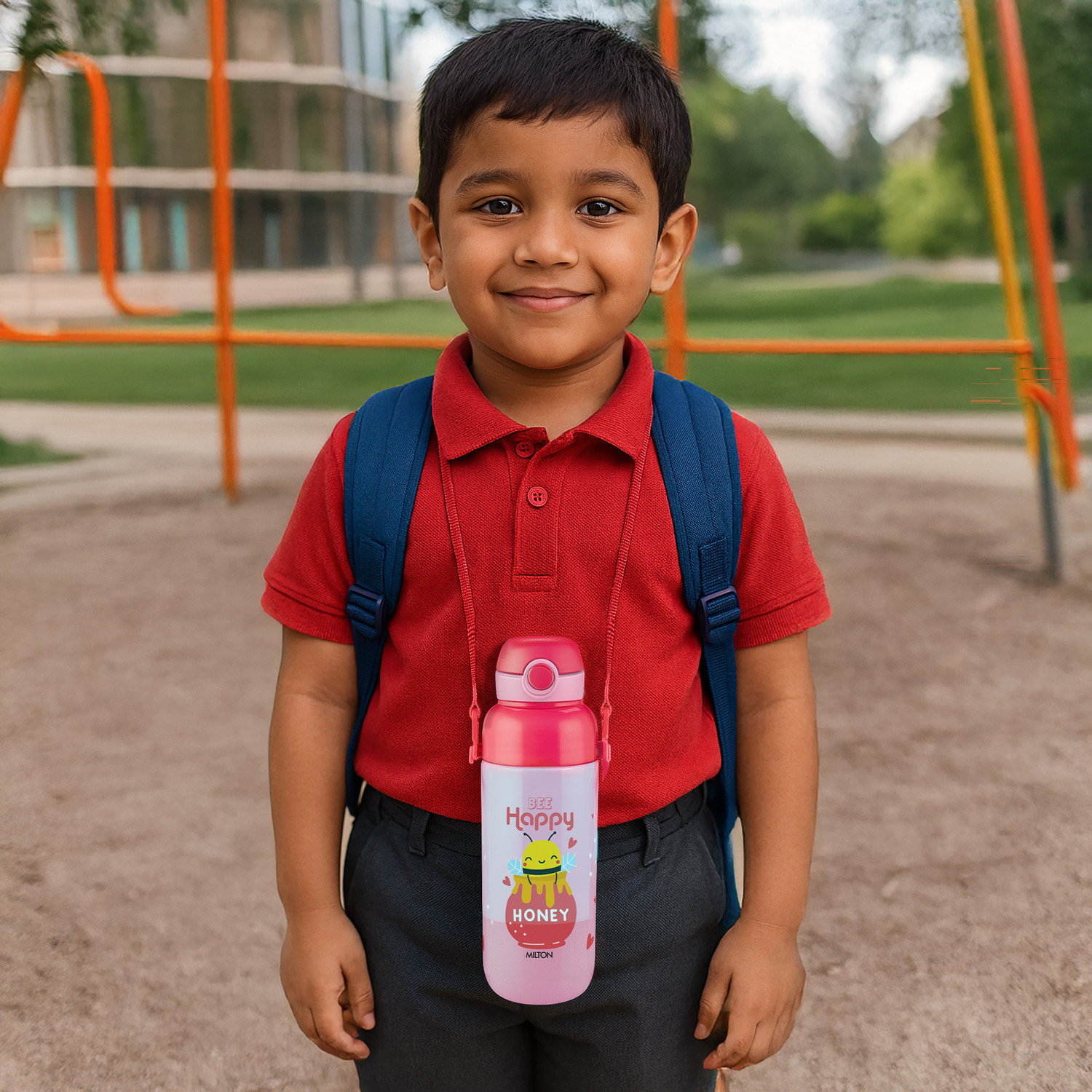 Image of MILTON Steel Indus 600 Thermoware PU Insulated, 500 ml Water Bottle with Straw, Pink 500 ml Stainless Steel Bottle