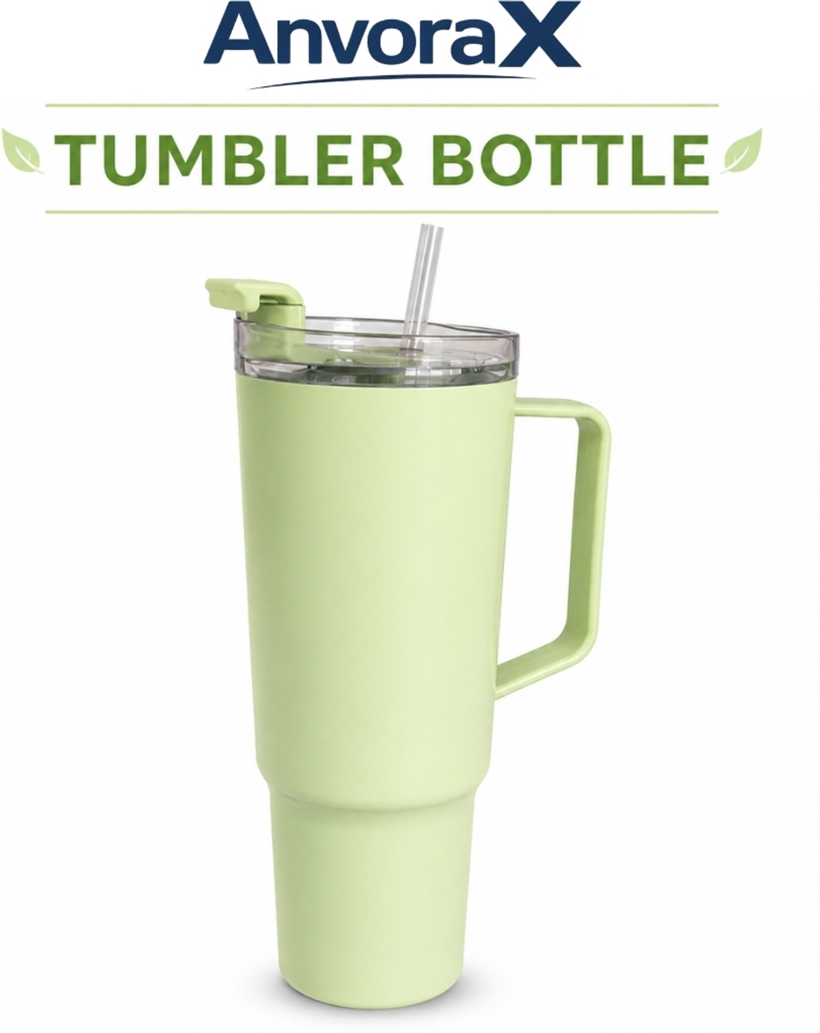 Image of AnvoraX Tumbler Bottle with Handle & Straw | Leakproof | Large Capacity 1800 ml Plastic Sipper