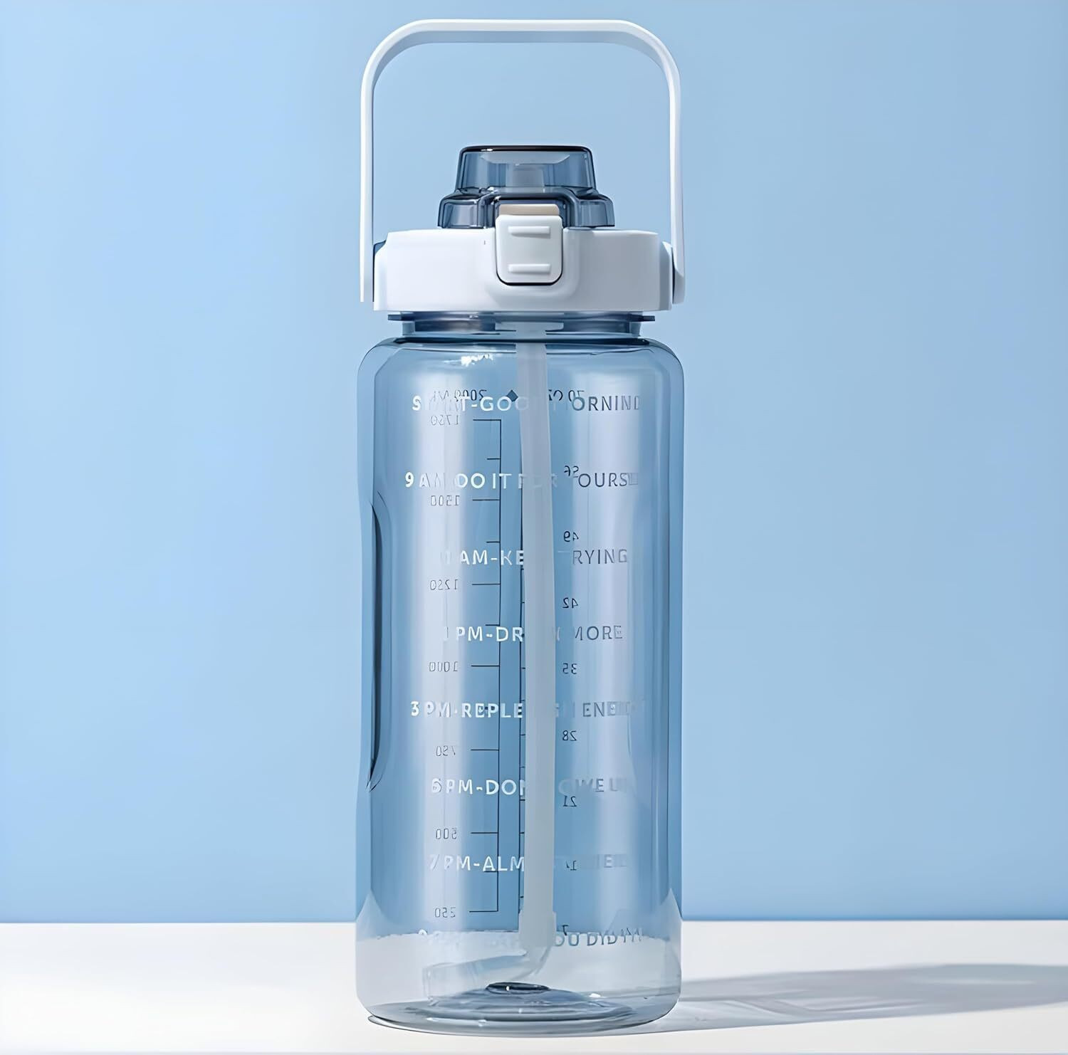 Image of Jesal LargeCapacity Water Bottle Motivational travel bisycle gym home Straw trasparent 2000 ml Plastic Bottle