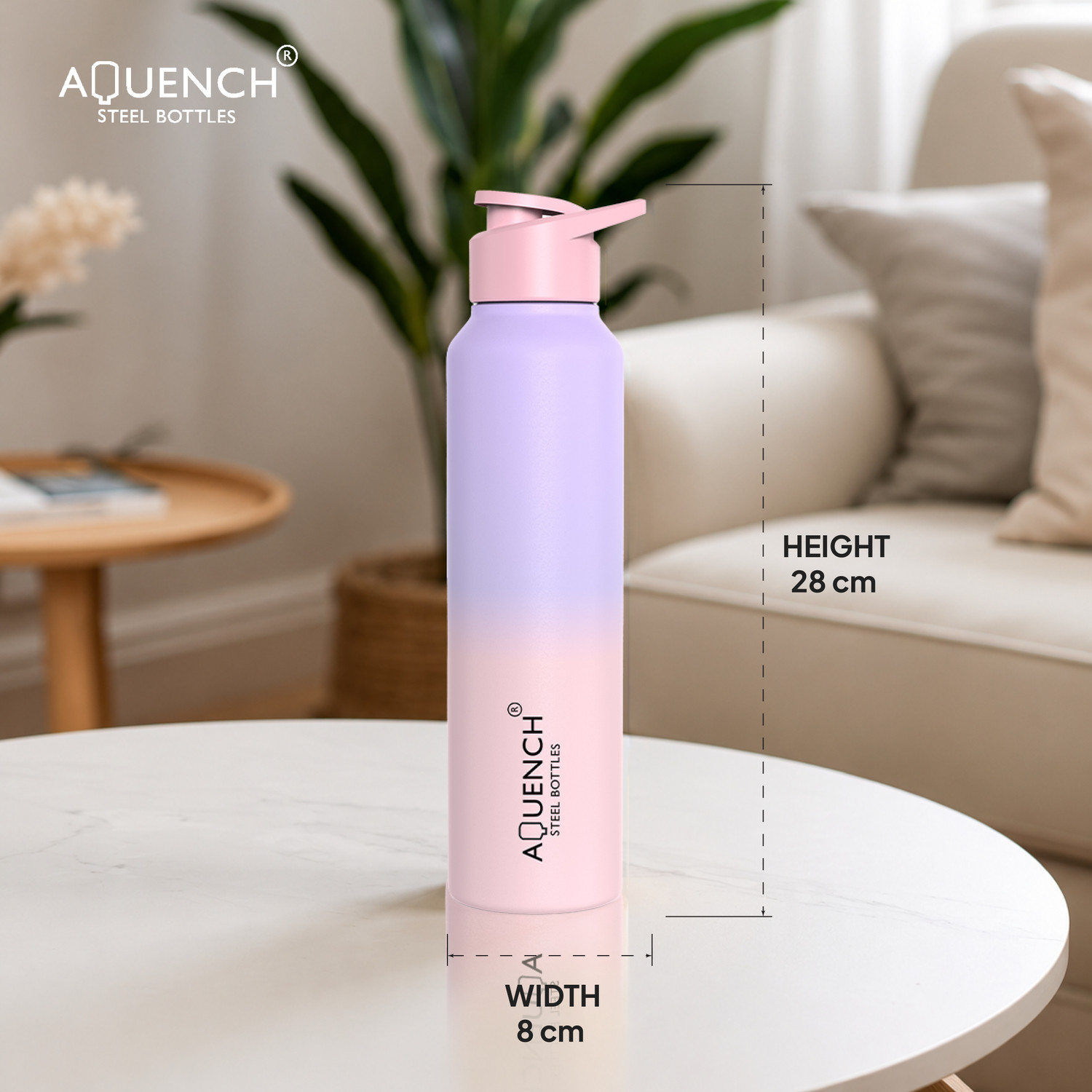 Image of AQUENCH Lean 1 Litre Dual Color Stainless Steel Water Bottle for Travel|Sports|Gym|Yoga 1000 ml Steel Bottle