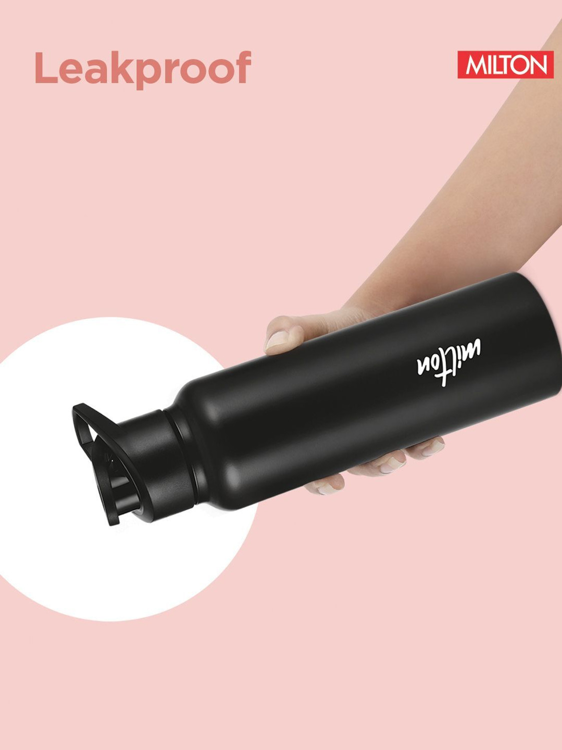 Image of MILTON Torino 750 Stainless Steel Water Bottle Leak Proof, ISI Certified, 750 ml, Black 750 ml Stainless Steel Bottle