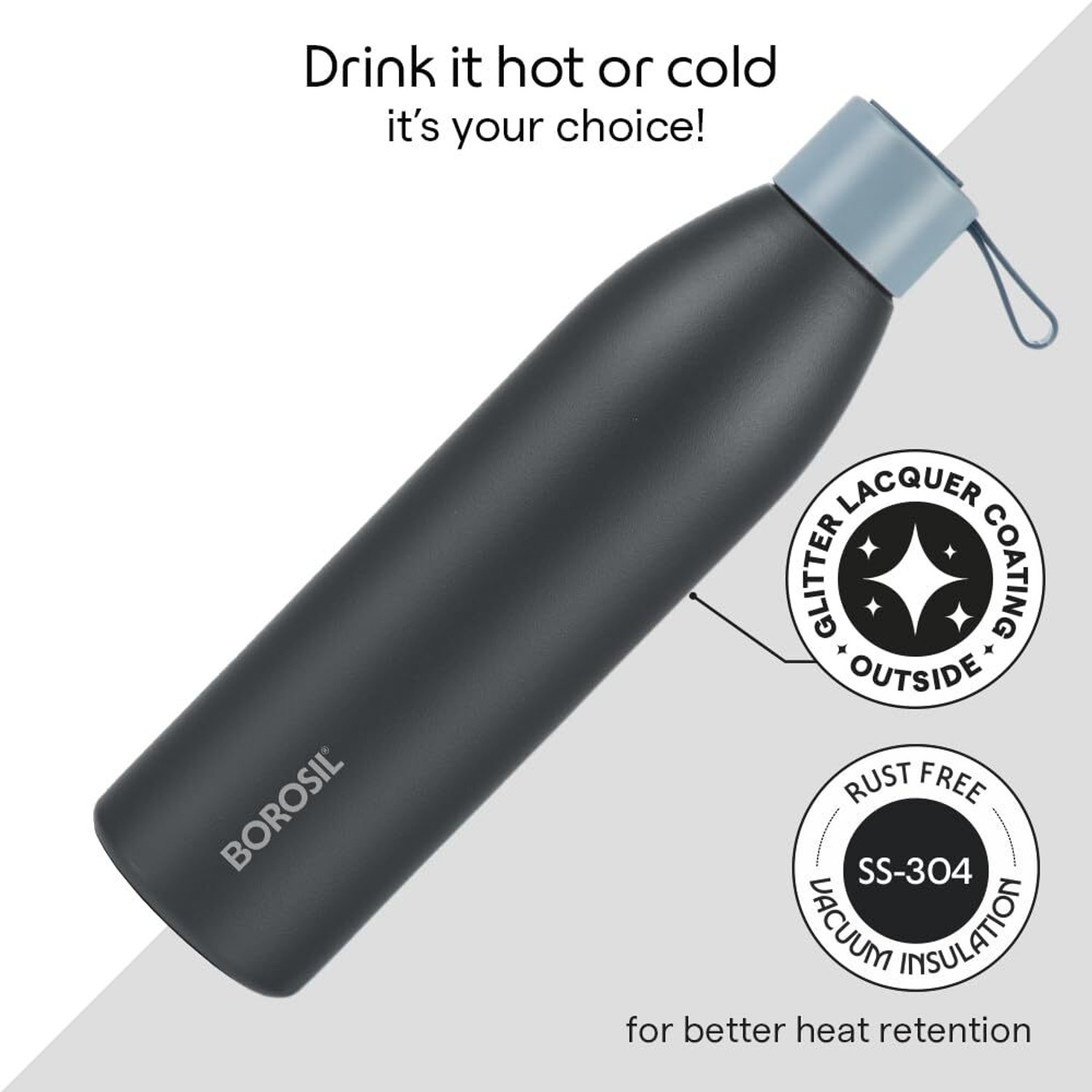 Image of BOROSIL 750 ml Stainless Steel Flask 900 ml Stainless Steel Flask