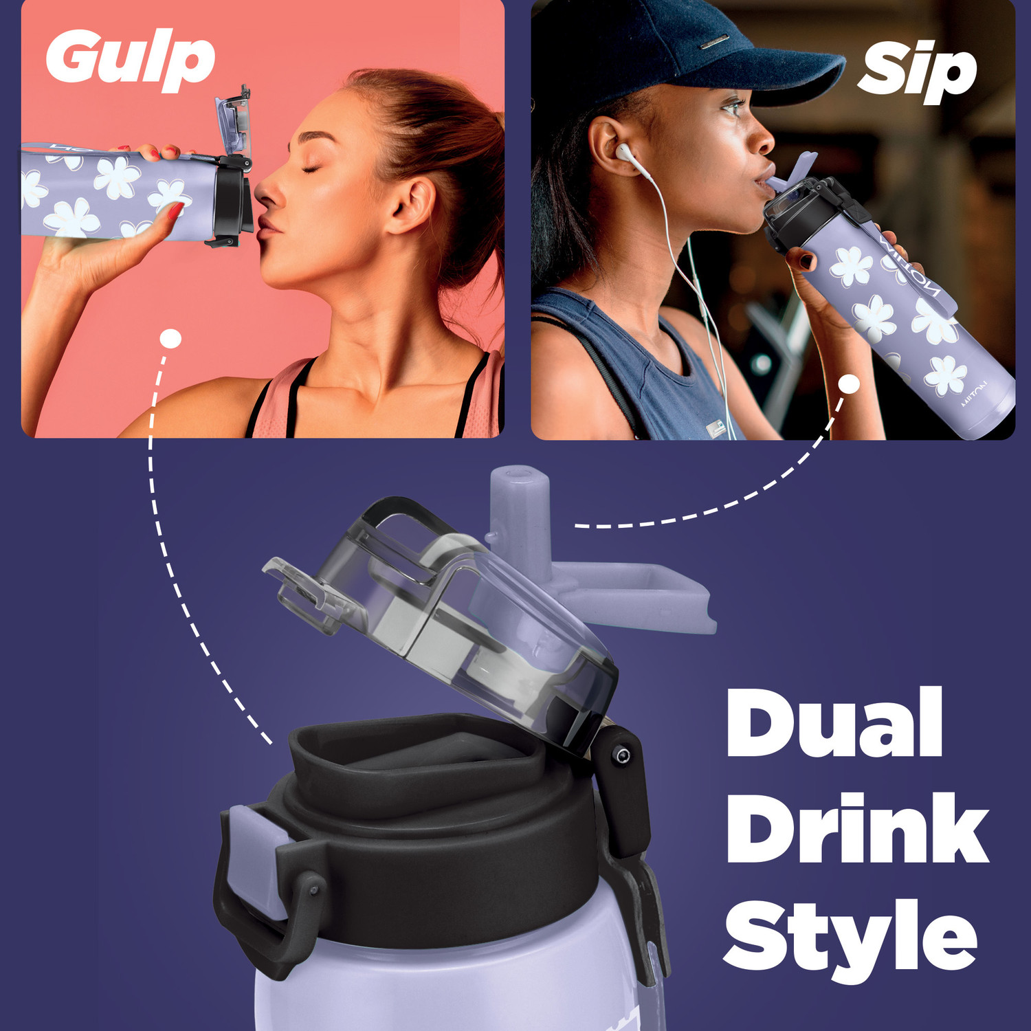 Image of MILTON Steel Edge 900 Vacuum Insulated Water Bottle 600 ml Hot & Cold Purple 600 ml Stainless Steel Bottle