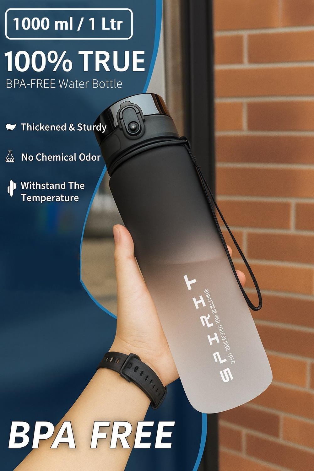 Image of KeepCart Perfect for Travel, Gym, Sport, Portable Leakproof Bpa Free Plastic Water Bottle 1000 ml Plastic Bottle