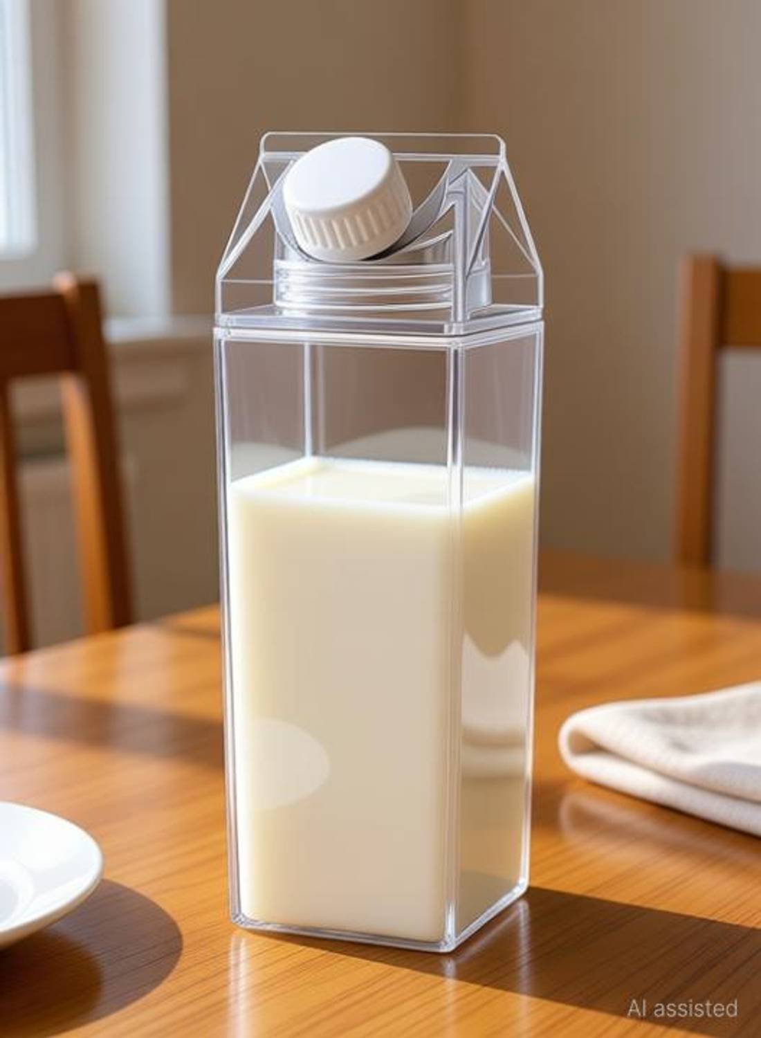 CETLO Clear Acrylic Tetra Style Bottle 750ml Multipurpose Container for Water, Milk 750 ml Plastic Bottle