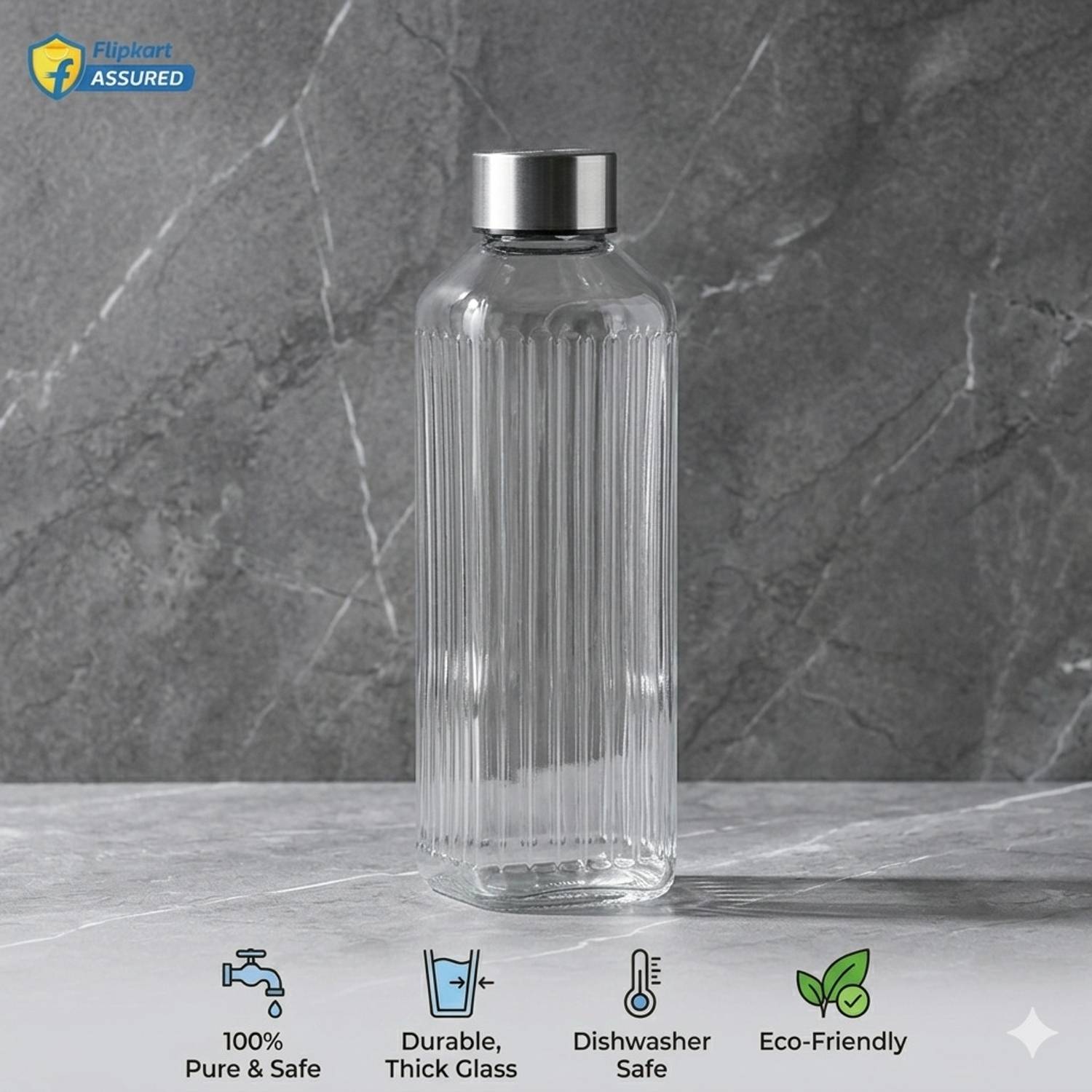 SVGI Square Liner 1000 ml Glass Bottle Pack of 1 - Image 3