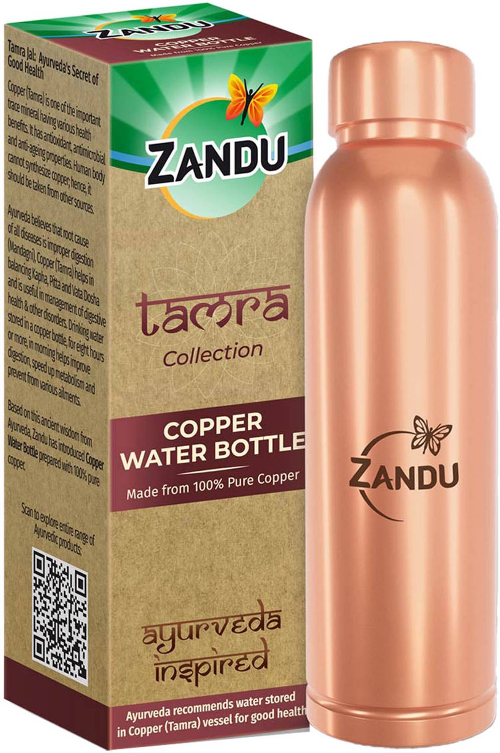 ZANDU 950 ml Copper Bottle Pack of 1 - Image 1