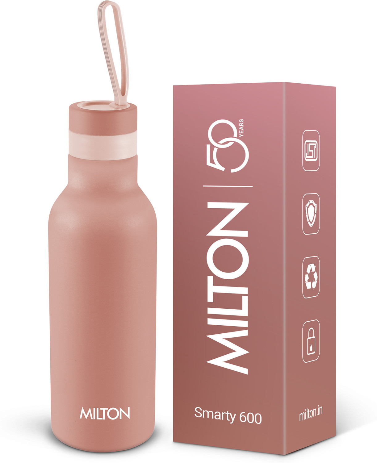 Image of MILTON Smarty 600 Thermosteel Water Bottle, ISI Certified, 24 Hr Hot and Cold 490 ml Steel Flask