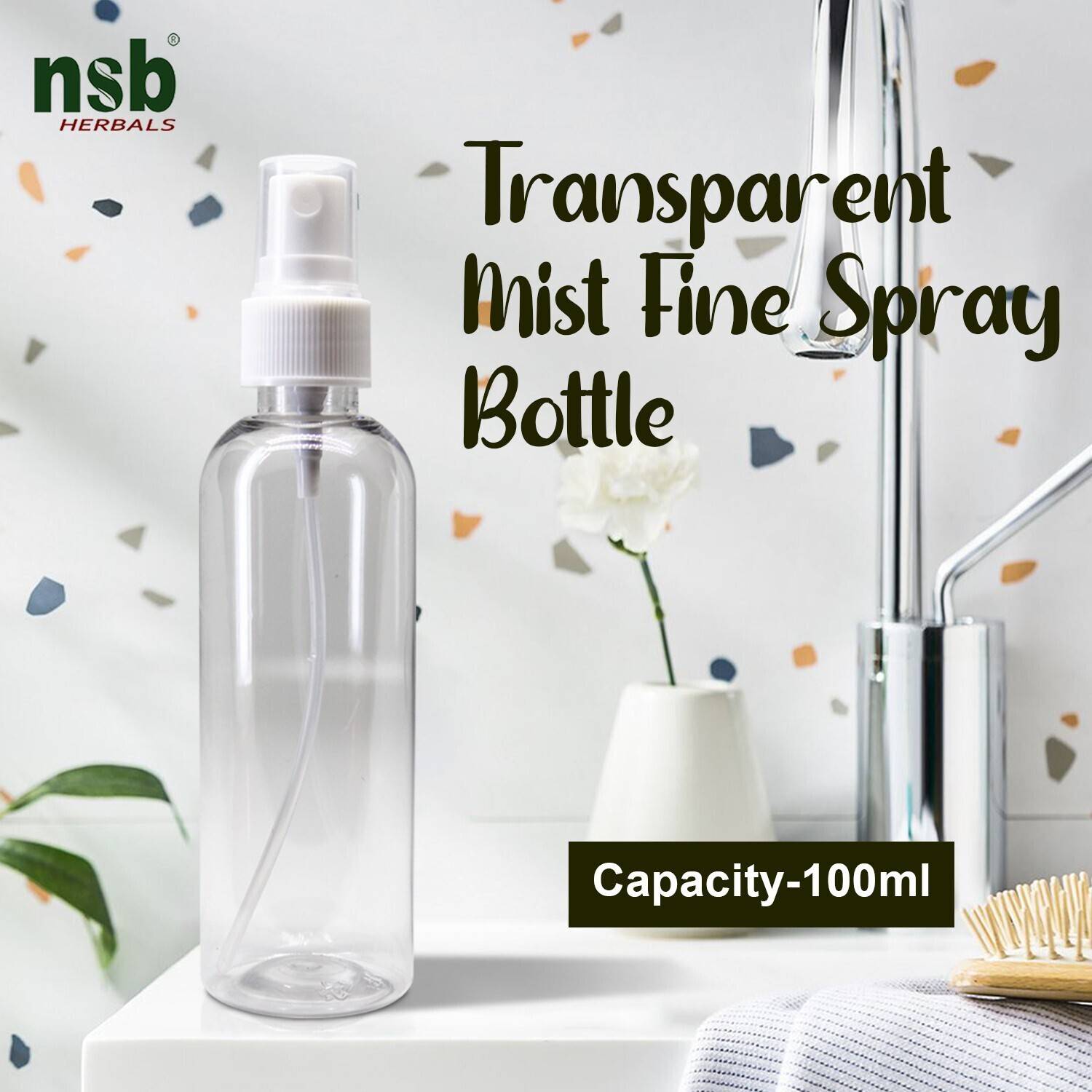 Transparent Empty Reusable FineMist SprayBottle with DustCap 070 100 ml Glass Spray Bottle - Image 3