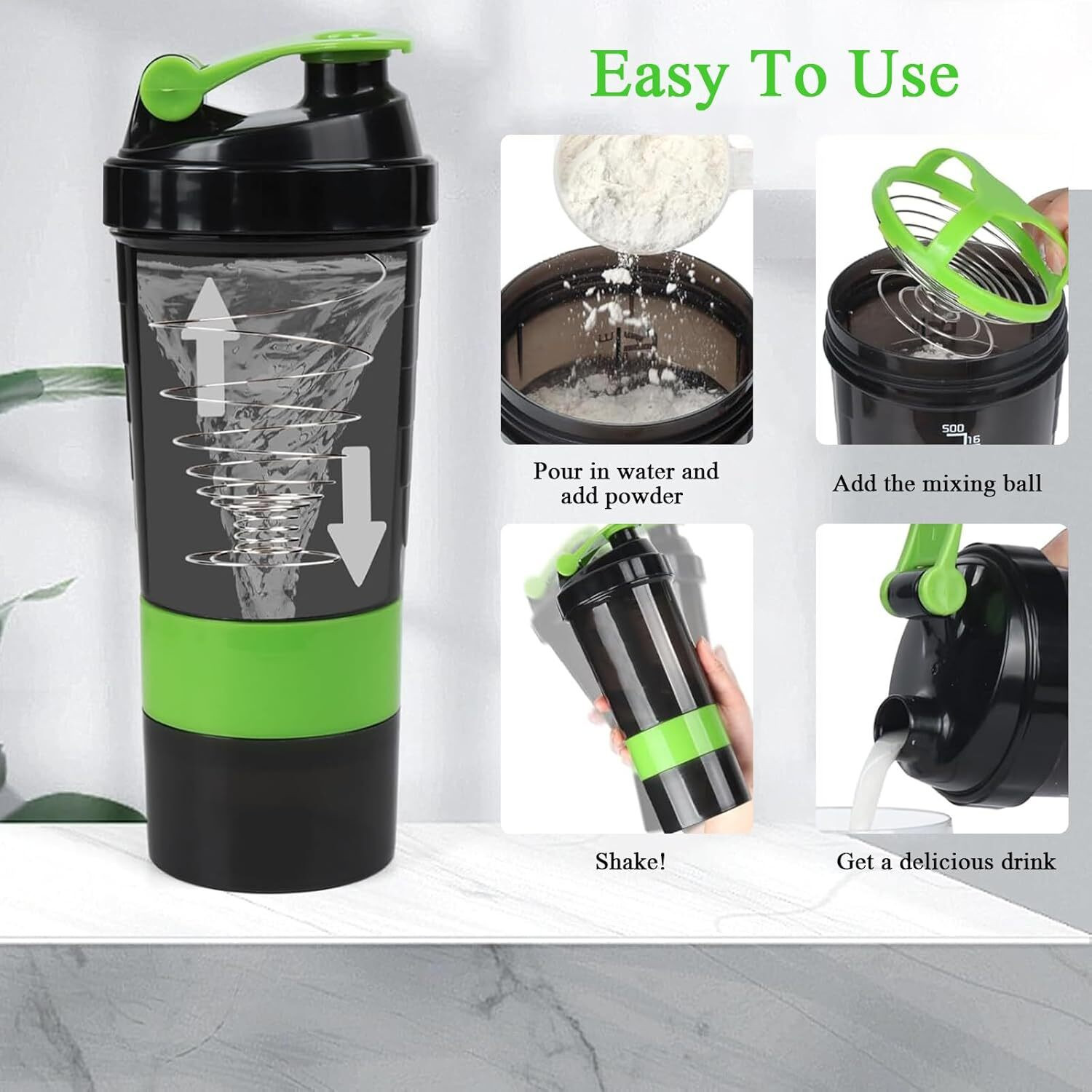 Image of FIT 4 HEAL Spider Shaker Bottle with Storage 500ml Protein Mixer Bottle 500 ml Plastic Shaker