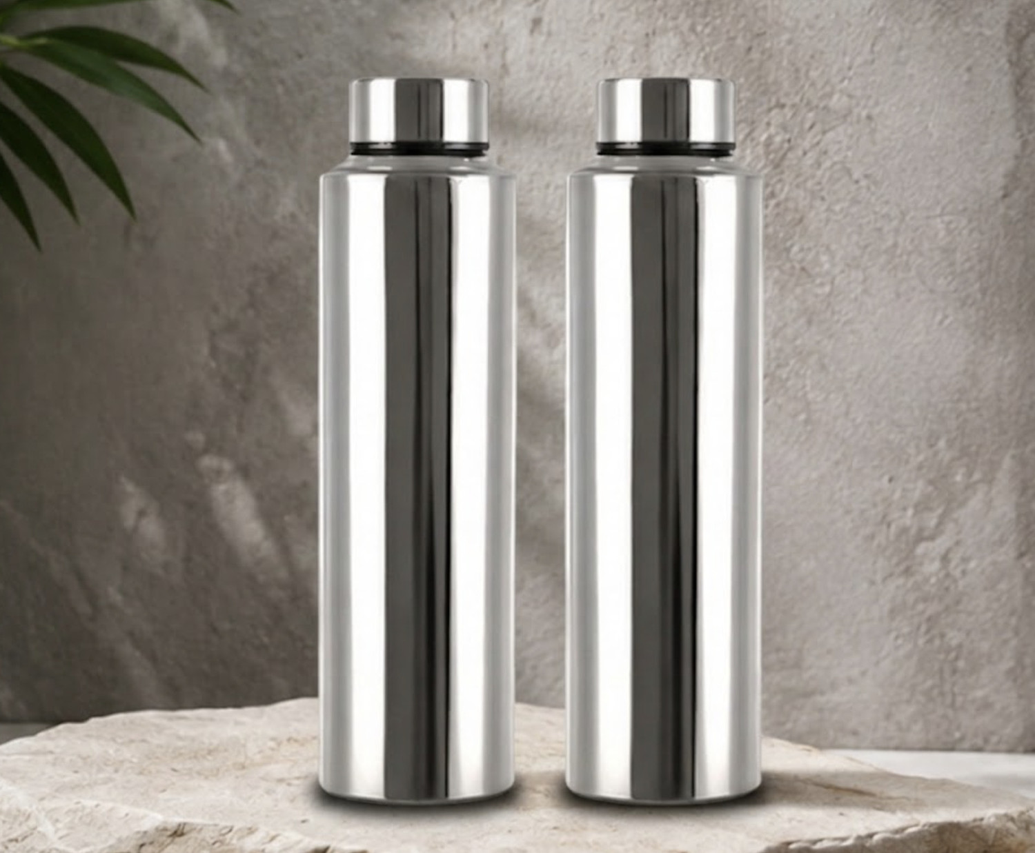 Image of Steelvo Water Bottle 1000 ml Stainless Steel Bottle (Pack of 2, Silver)