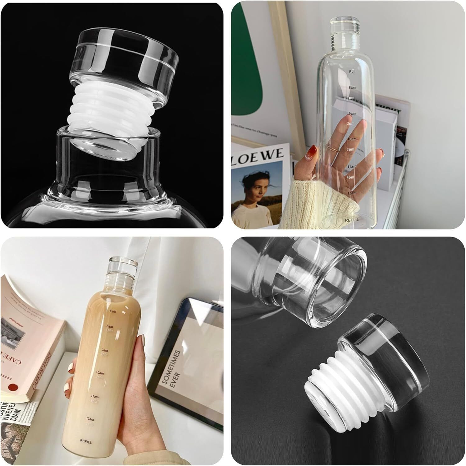 Image of Flipkart SmartBuy Borosilicate Glass Motivational Time Marker Drinking Milk Juice Glass Bottle 500 ml Glass Bottle