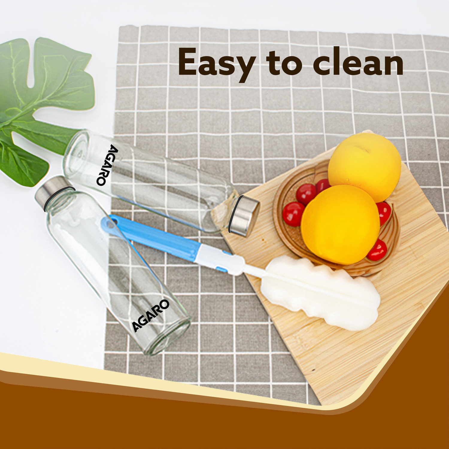 Image of AGARO Elite Borosilicate Glass Bottles Pack of 3 1000 ml Glass Bottle
