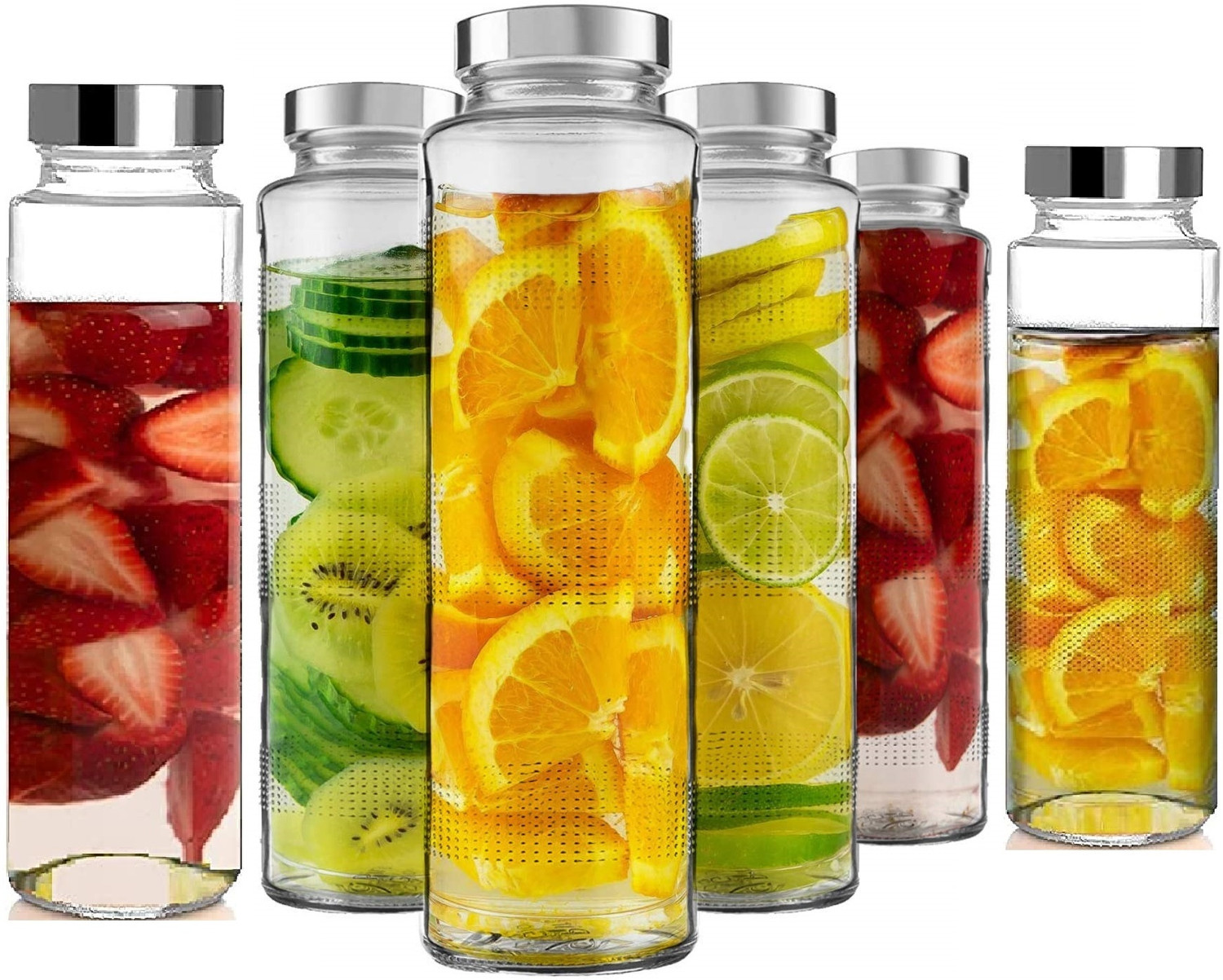 Image of STARKENDY Air Tight Glass Water Bottle juice Drinking Fridge Bottles Steel Lid 750 ml Glass Bottle