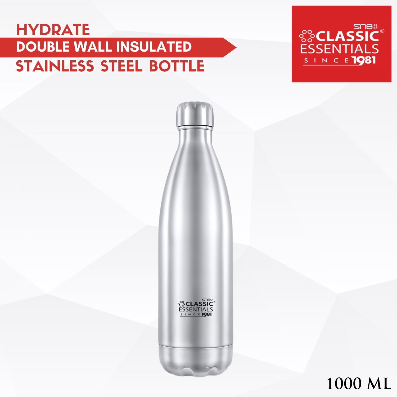 Image of Classic Essentials Insulated Double Wall Vacuum Stainless Steel Water Bottle 750 ml Steel Flask (Pack of 1, Silver)