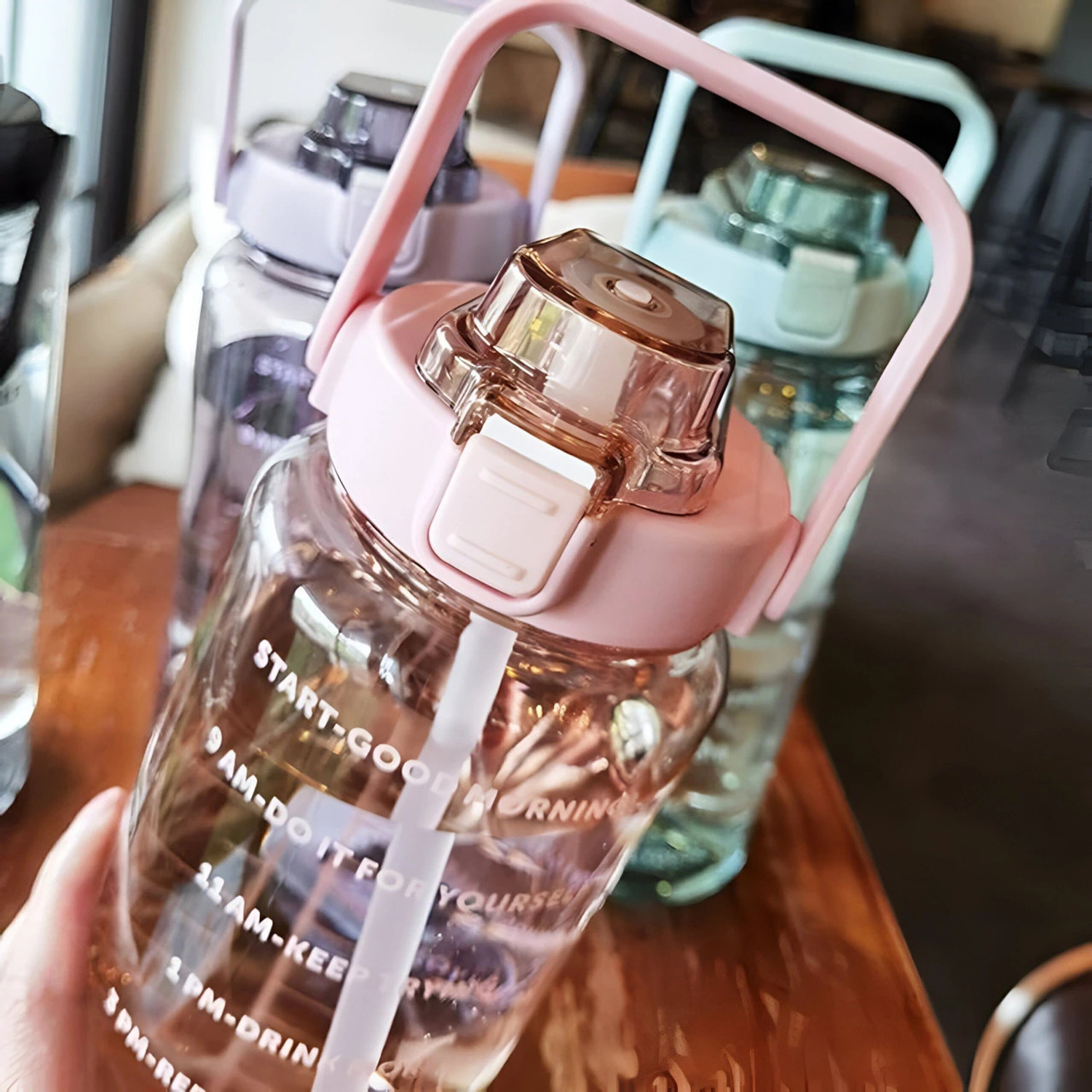Image of Polyvibe 2 Litre Motivational Water Bottle with Time Marker BPA Free Leakproof 2000 ml Plastic Bottle