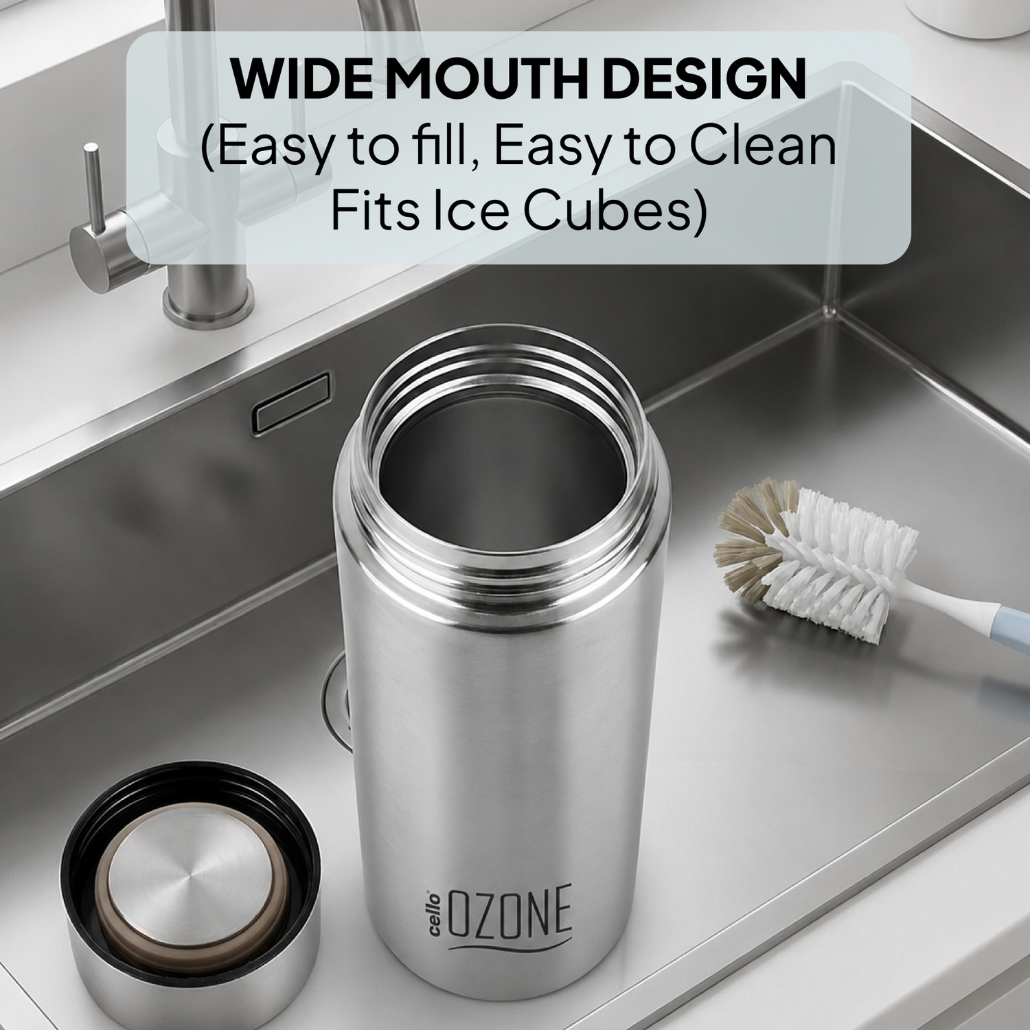 Image of cello Ozone ISI Certified Single Wall Leakproof & Rustproof 1000 ml Stainless Steel Bottle