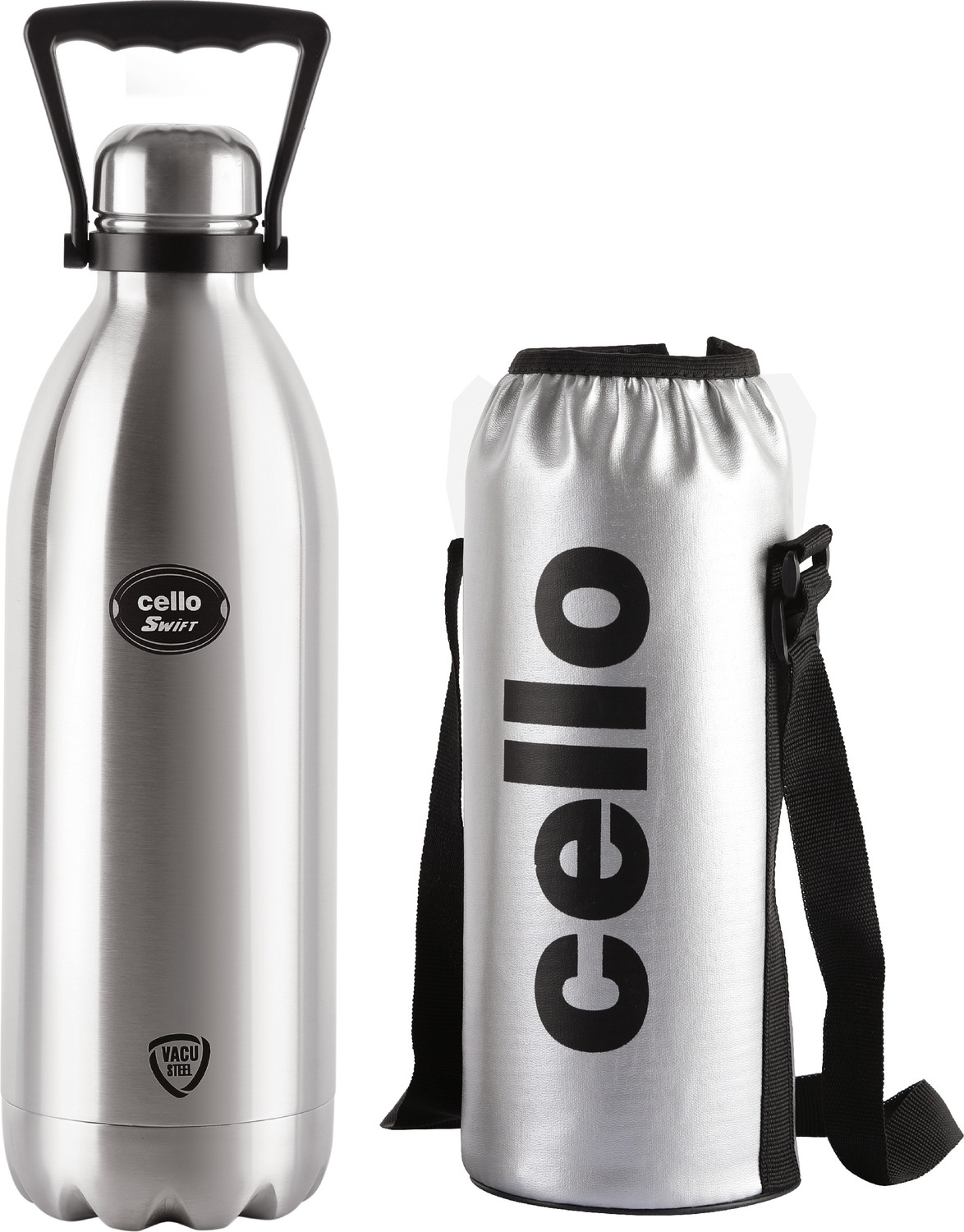 Image of cello Swift SS Double Walled Flask with Thermal Jacket, Hot and Cold, 2200 ml Steel Flask