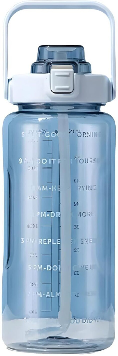 Image of Jesal LargeCapacity Water Bottle Motivational travel bisycle gym home Straw trasparent 2000 ml Plastic Bottle