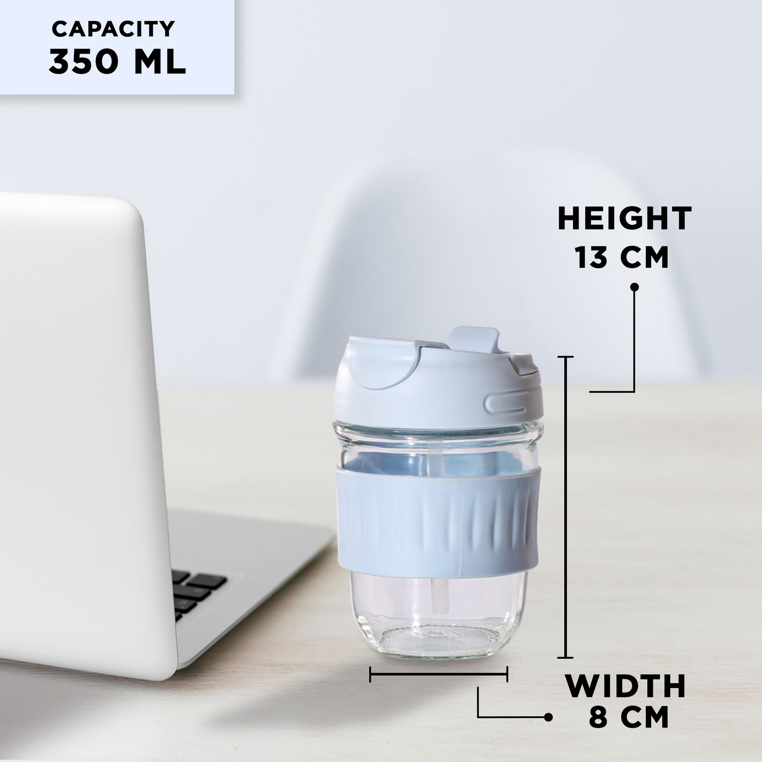 Image of Allo Tumbler With 2-in-1 Lid, Leakproof Coffee Mug Shaker For Office, Home, Travel 350 ml Glass Bottle