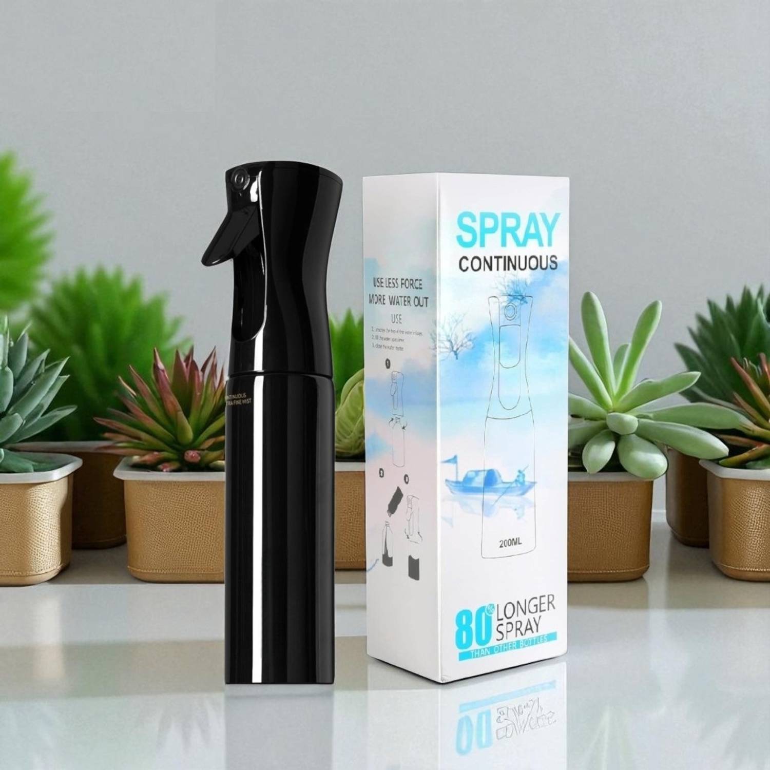 BANQLYN Fine Mist & Continuous Spray: Delivers a smooth, consistent mist (BLACK) 300 ml Steel Spray Bottle