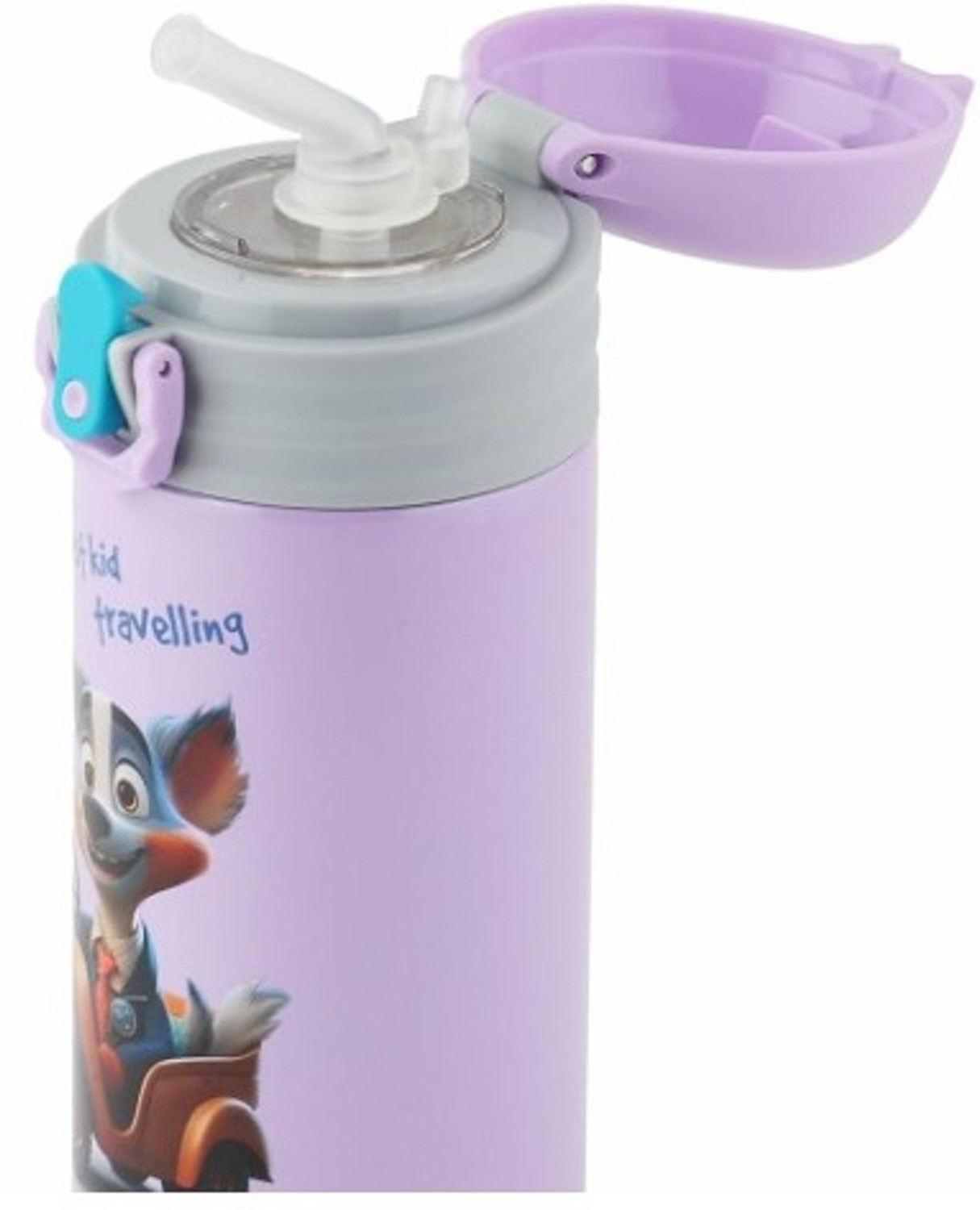 Image of kataenterprises Cute Cartoon Printed Kids Water Bottle with Leakproof Flip Lid 1000 ml Plastic Sipper