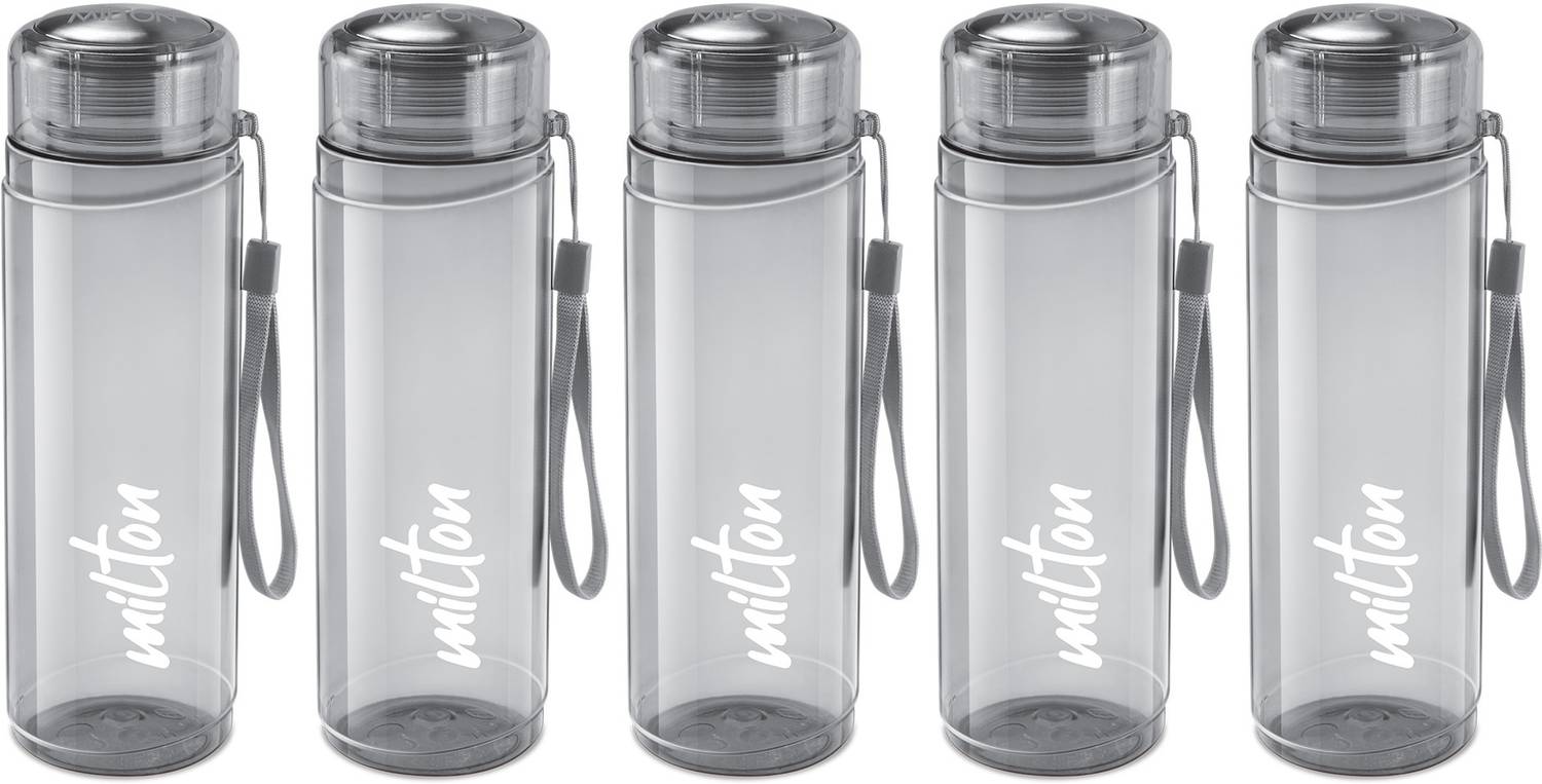 MILTON Hector 1000 Pet Water Bottle, Set of 5, 1 Litre Each, Grey 1000 ml Plastic Bottle