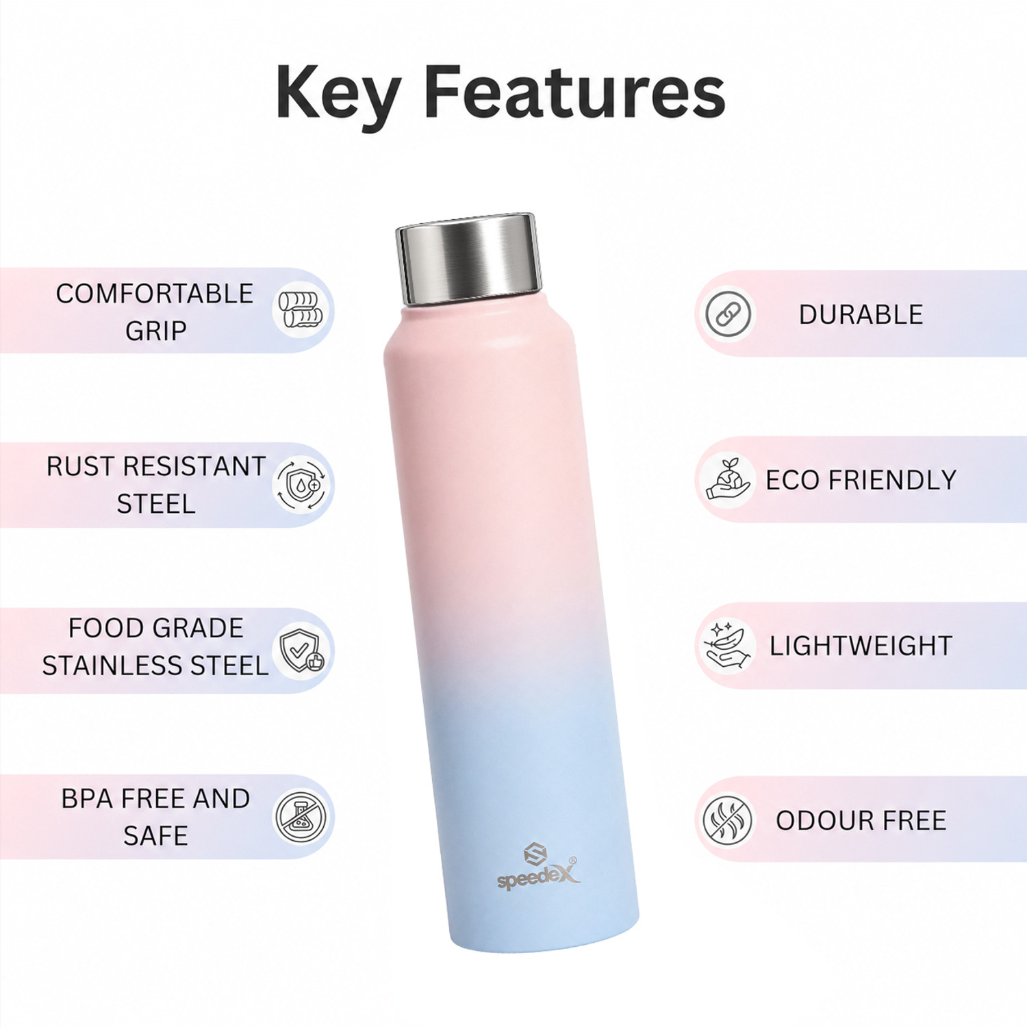 Image of SPEEDEX Water Bottle for fridge School Gym Sports Home office Boys Girls 990 ml Stainless Steel Bottle