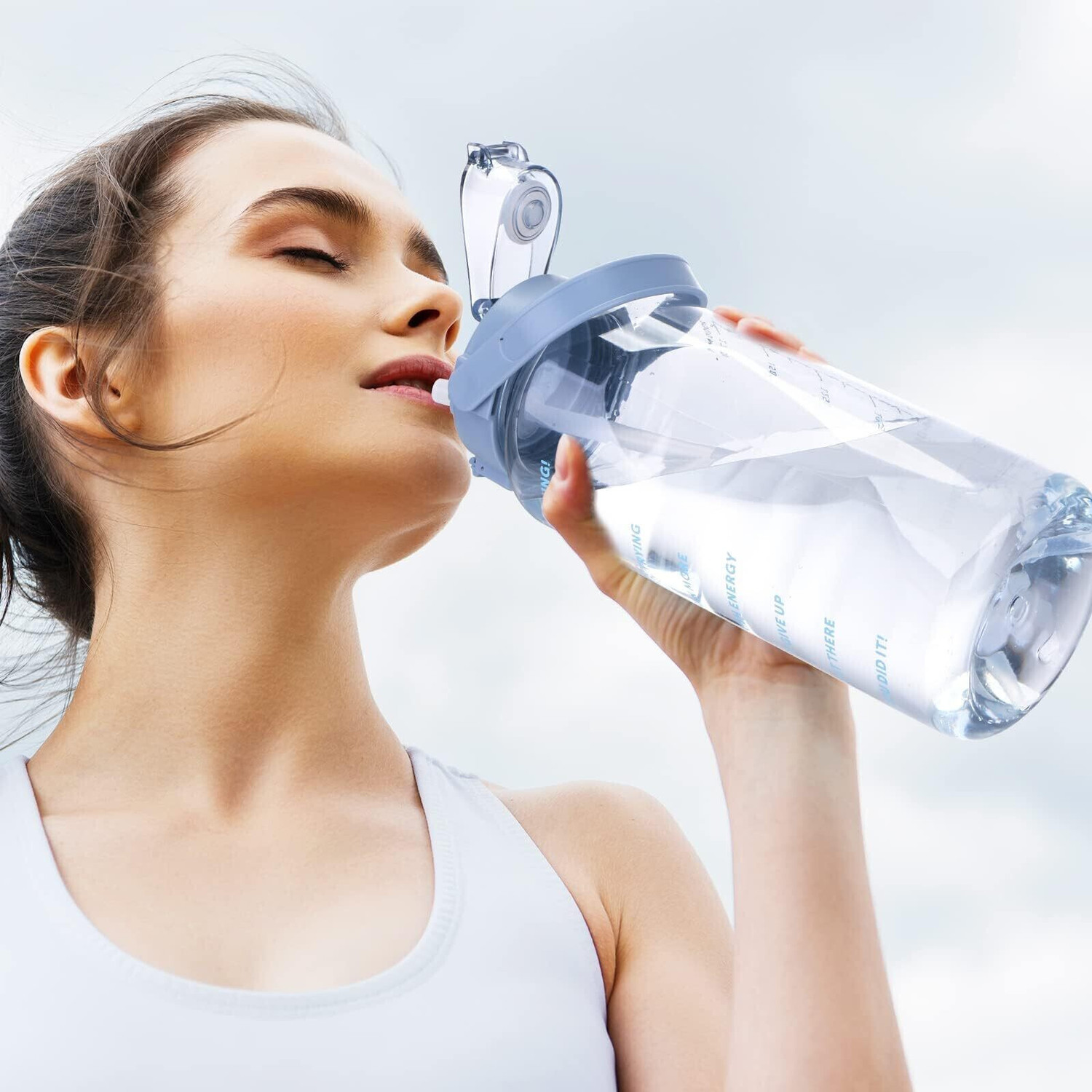 Image of AANZIA Large-Capacity transparent Water Bottle Motivational 2000 ml Bottle 2000 ml Plastic Bottle