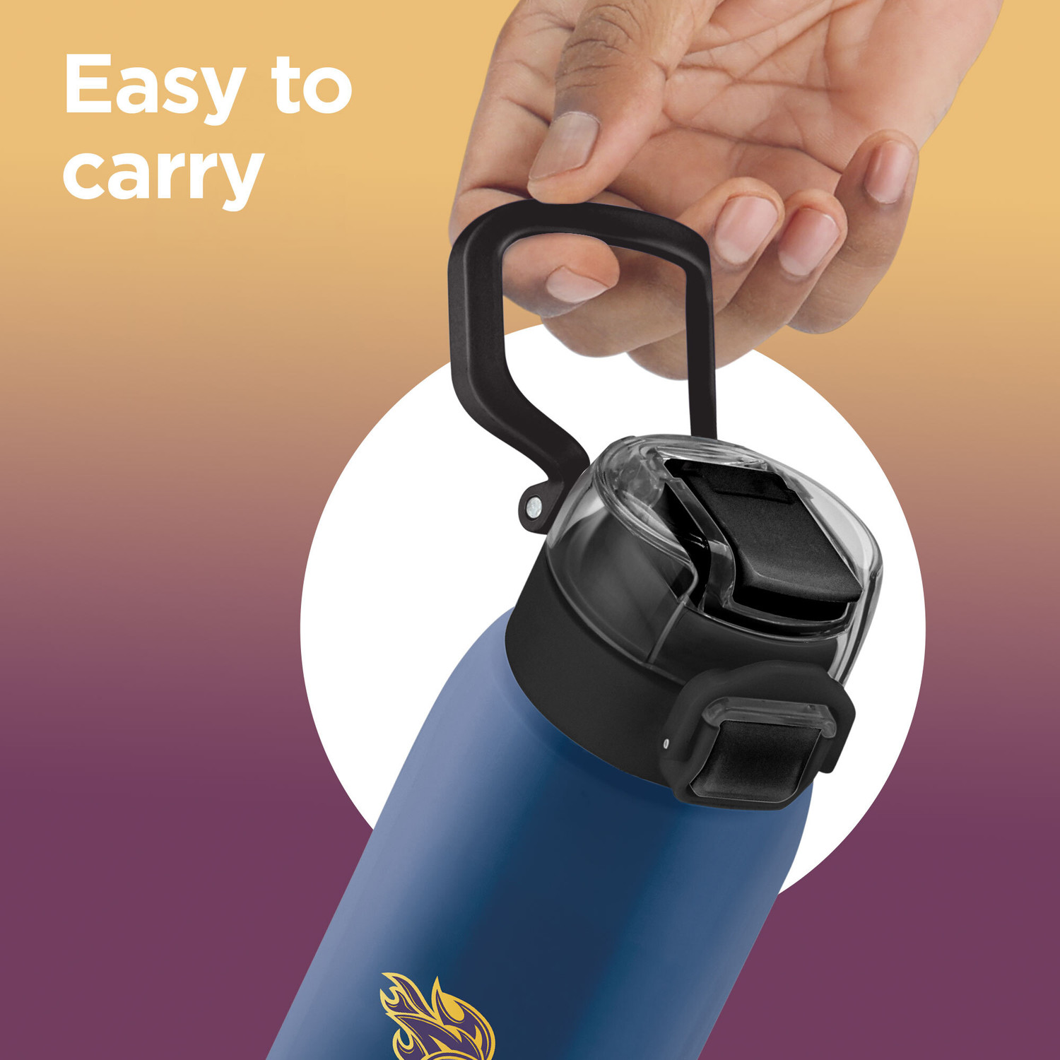 Image of MILTON Sports Steel Edge 900 Cricket Hot and Cold Bottle, 600 ml, KKR Blue 600 ml Stainless Steel Bottle