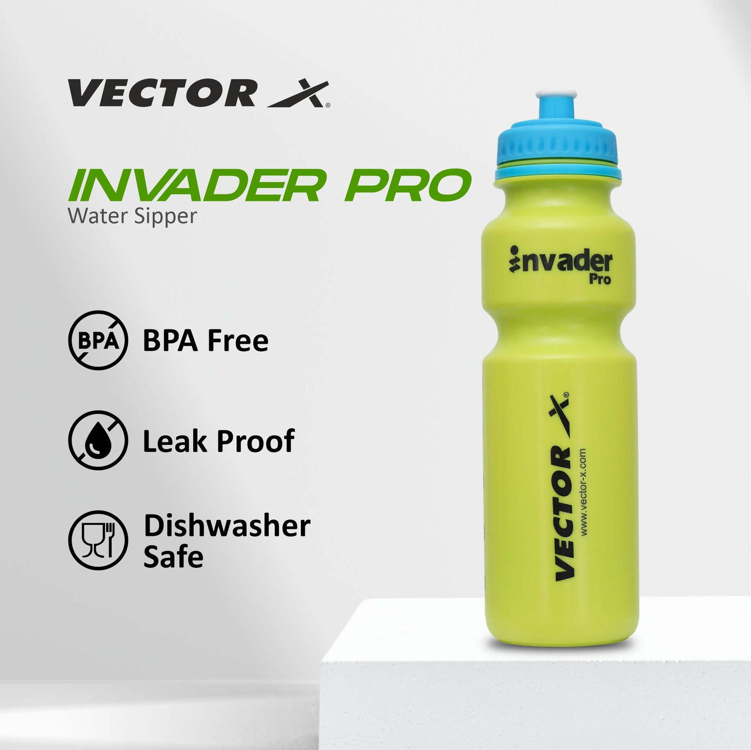 Image of VECTOR X INVADER PRO Water Sipper For Gym, Yoga, Workout, Running Pack Of 3 750 ml Plastic Shaker