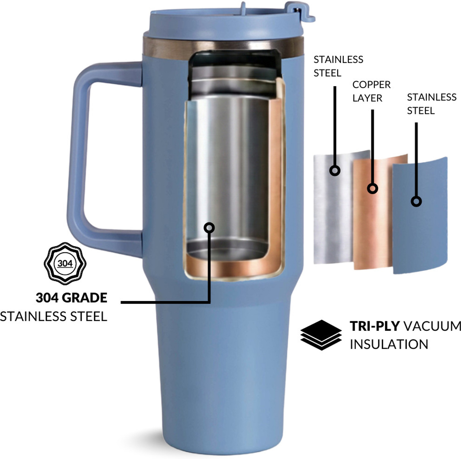 Image of Nestasia PickSip 40 Insulated Tumbler Bottle With Top Handle 1200 ml Stainless Steel Bottle