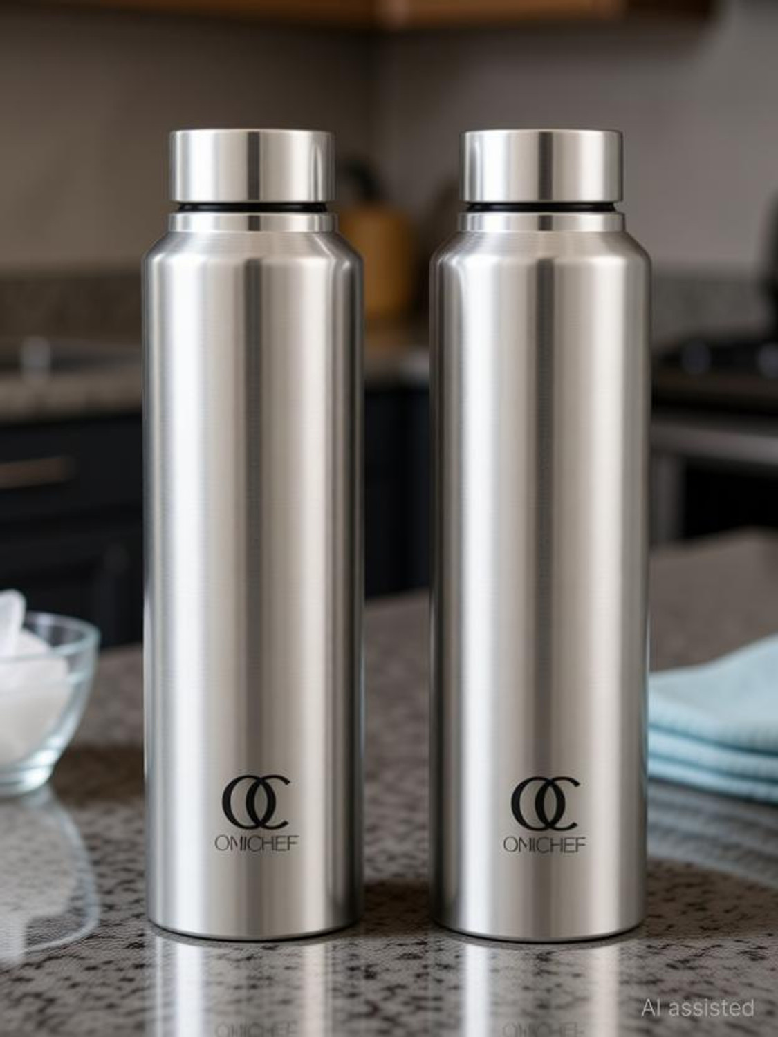 Image of Omichef Aquapro Stainless Steel Single Wall | Fridge Water Bottle, Leak Proof | BPA Free 1000 ml Steel Bottle