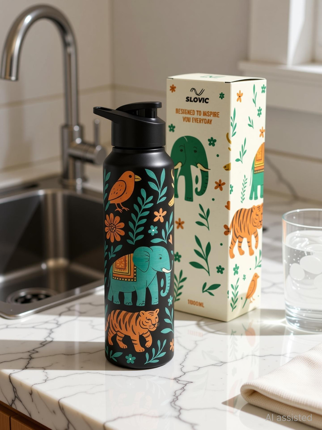 Image of SLOVIC Water Bottle | BPA Free & leak-Proof Steel Water Bottle 1000 ml Stainless Steel Bottle