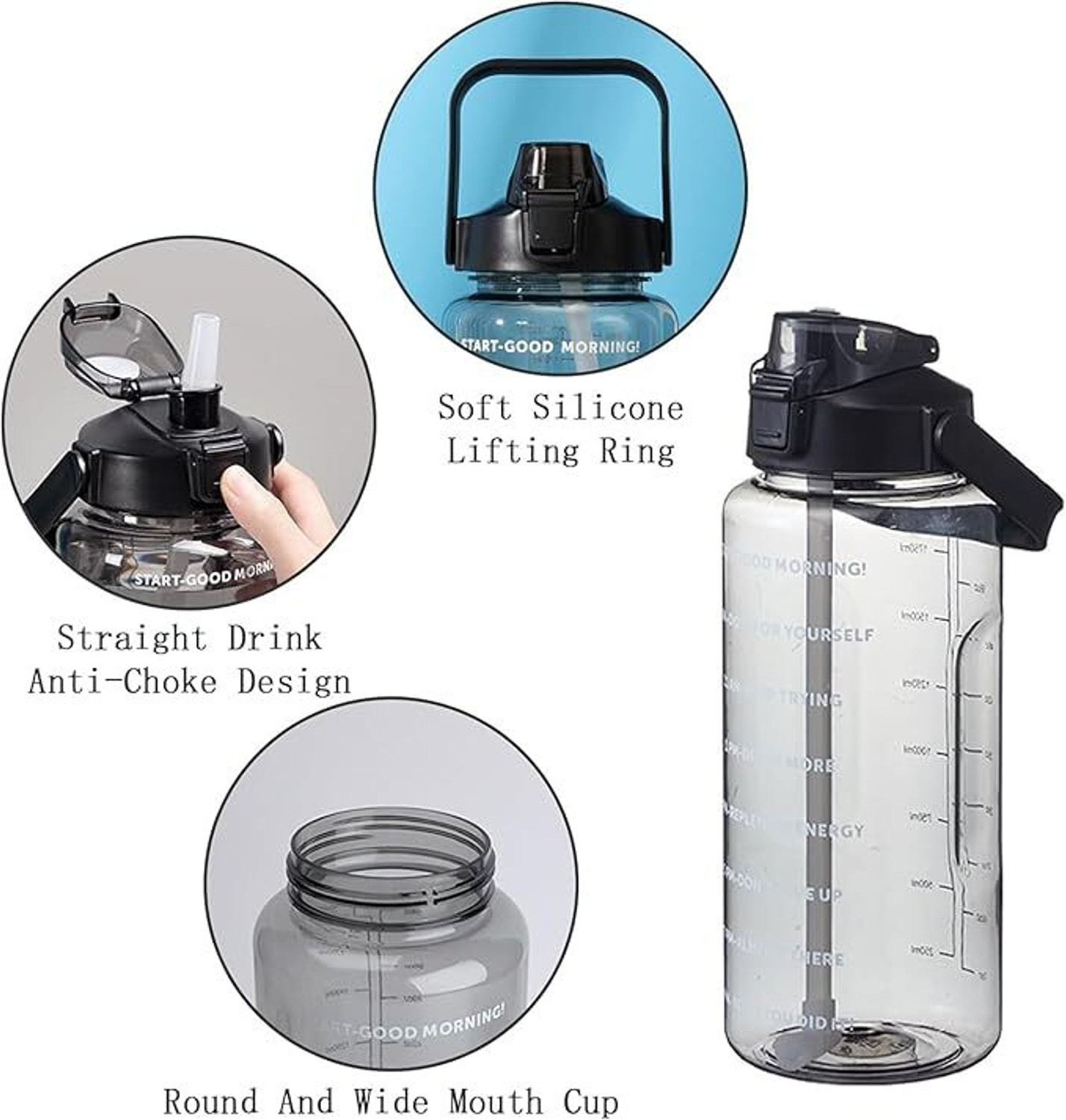 Image of UPSILON 2 Litre Leakproof Sipper Water Bottle 2000 ML (BLACK - PACK - 1) 2000 ml Plastic Sipper