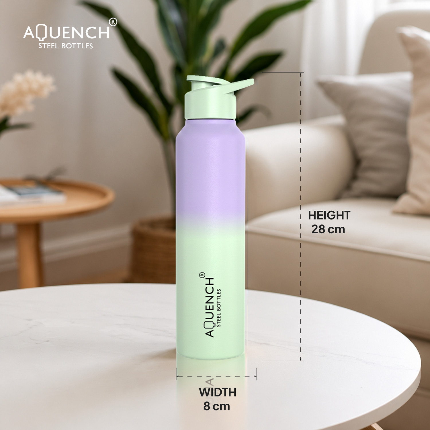 Image of AQUENCH Lean 1 Litre Dual Color Stainless Steel Water Bottle for Travel|Sports|Gym|Yoga 1000 ml Steel Bottle