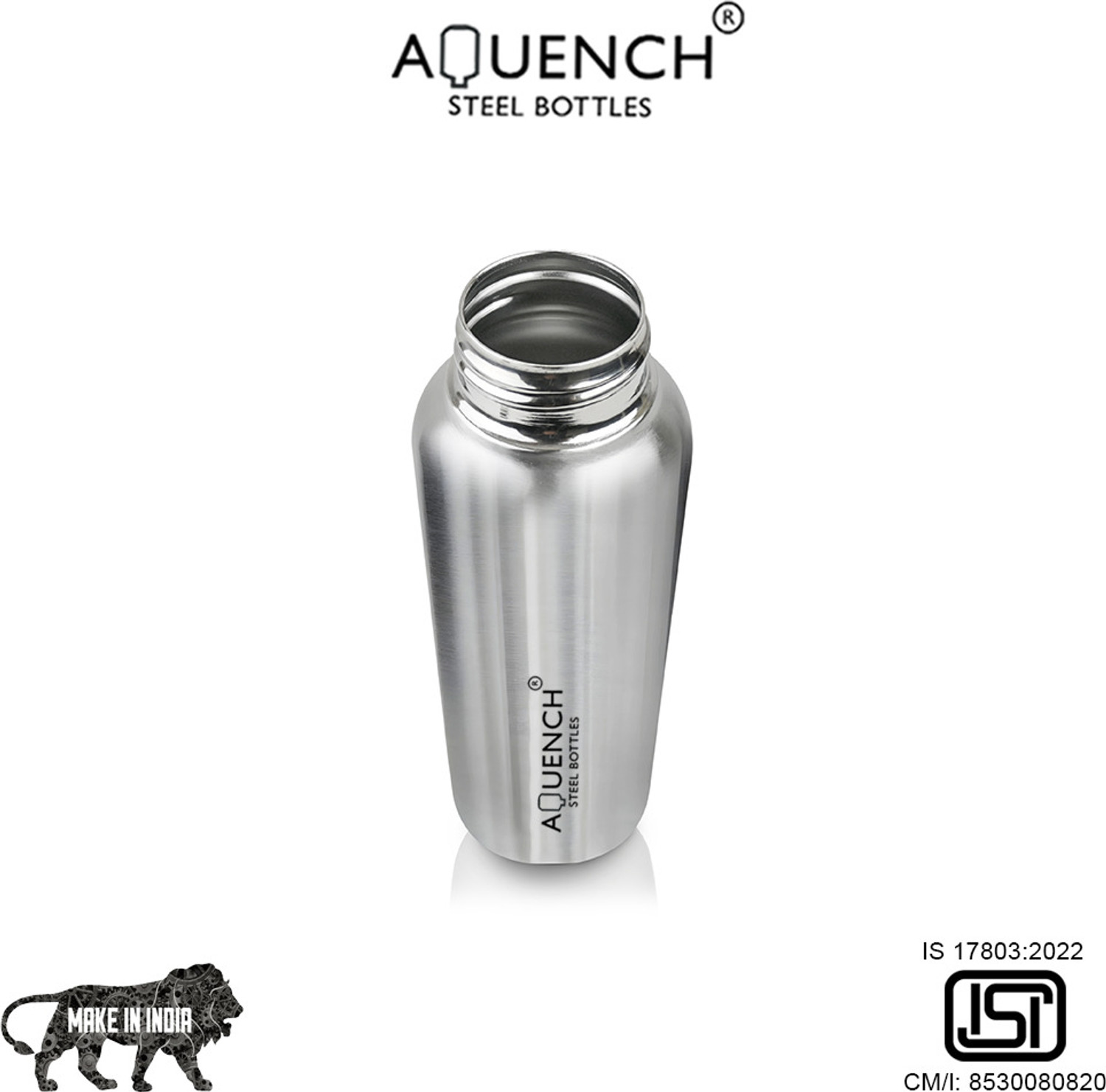 Image of AQUENCH Lean Stainless Steel 1L Water Bottle Combo for Fridge, Office, Gym & Home Use 1000 ml Stainless Steel Bottle