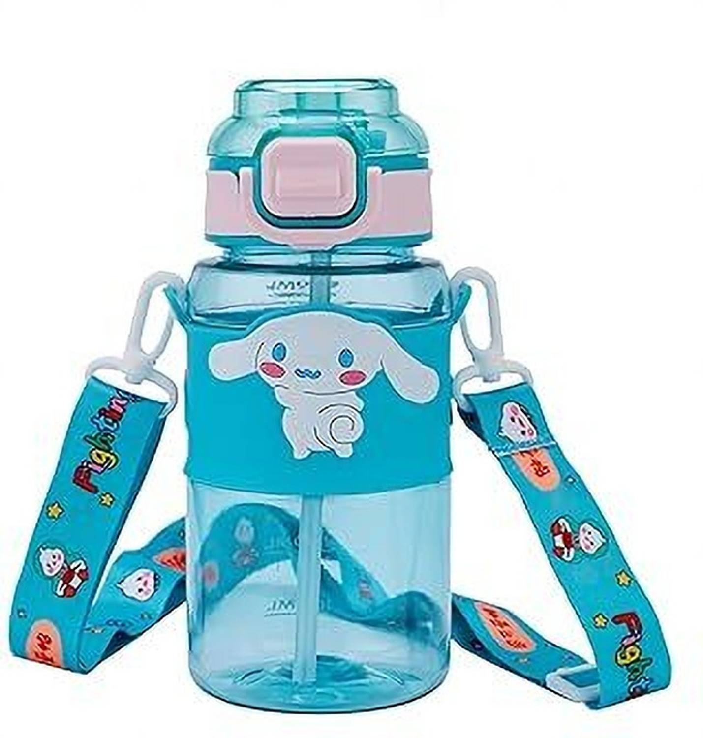 CherryBox Water Bottle with Sipper,BPA Free Bottle -Anti-Leak Cute Design with Straw 600 ml Plastic Sipper