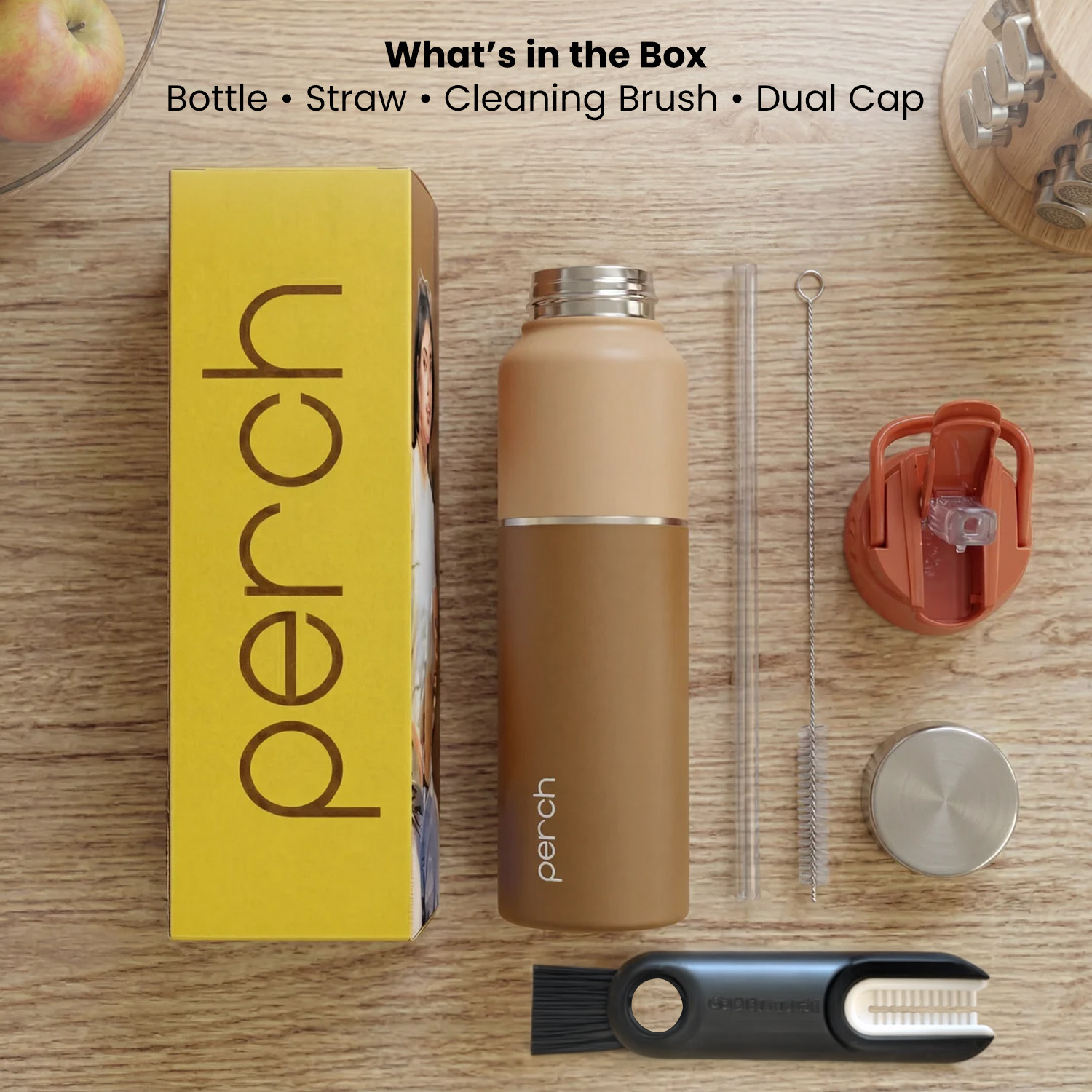Image of PERCH Magic Sports & Fridge Stainless Steel Bottle With Steel & Sipper Cap 1000 ml Steel Bottle