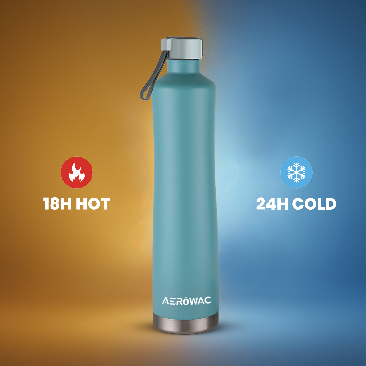 Image of AEROWAC Terra Double Wall Vacuum Insulated Hot & Cold Water Bottle /BPA-Free & Leakproof 900 ml Stainless Steel Flask