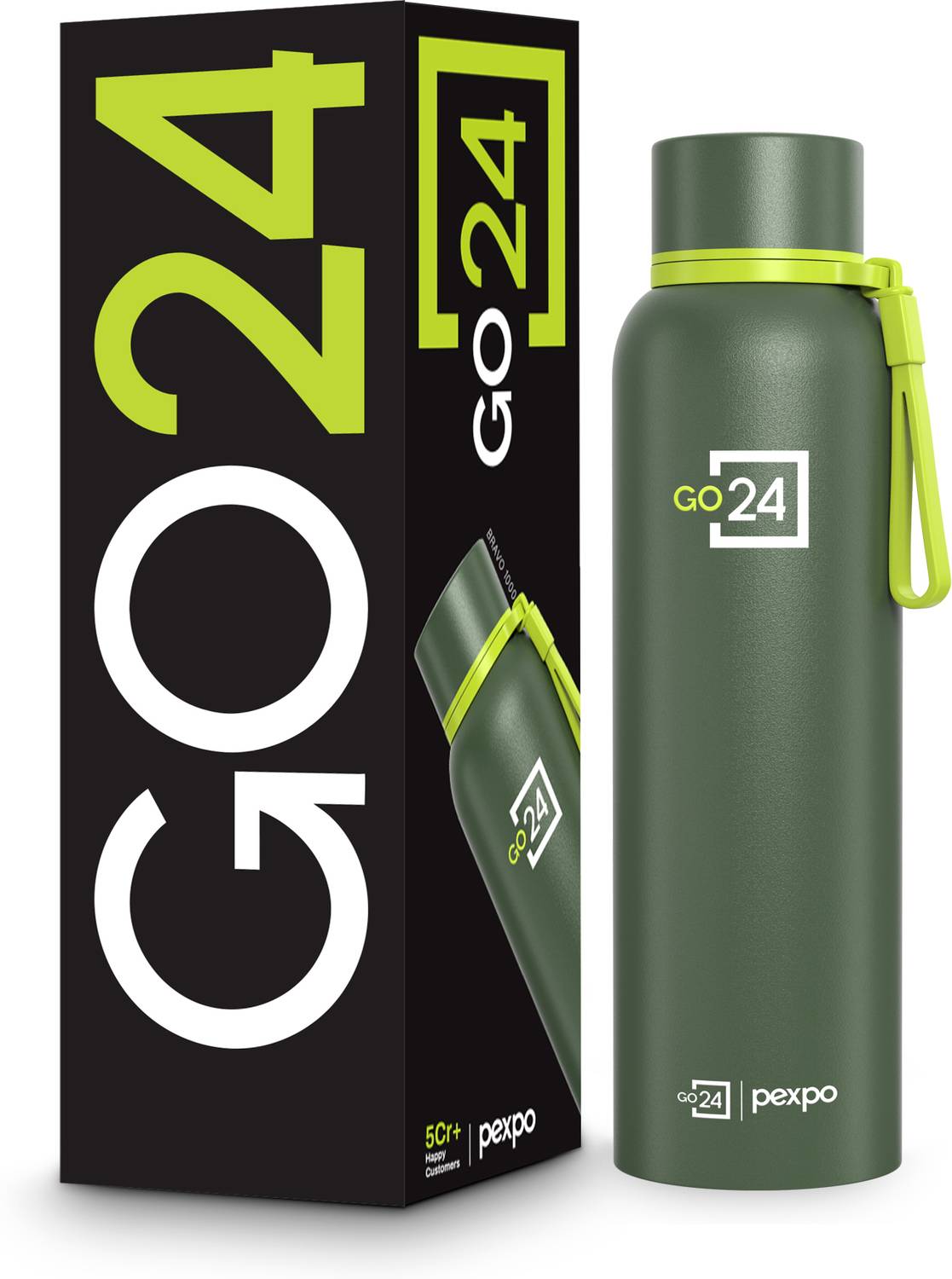 Go24 Water bottle Stainless Steel Hot and Cold Flask ISI Certified Thermosteel Bravo 1000 ml Stainless Steel Flask