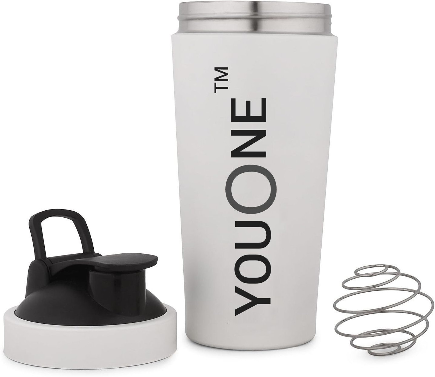 Image of Youone Stainless Steel Protein Shaker Bottle for Pre-Post Workout | Water Bottle | 750 ml Steel Shaker (Pack of 1, White)