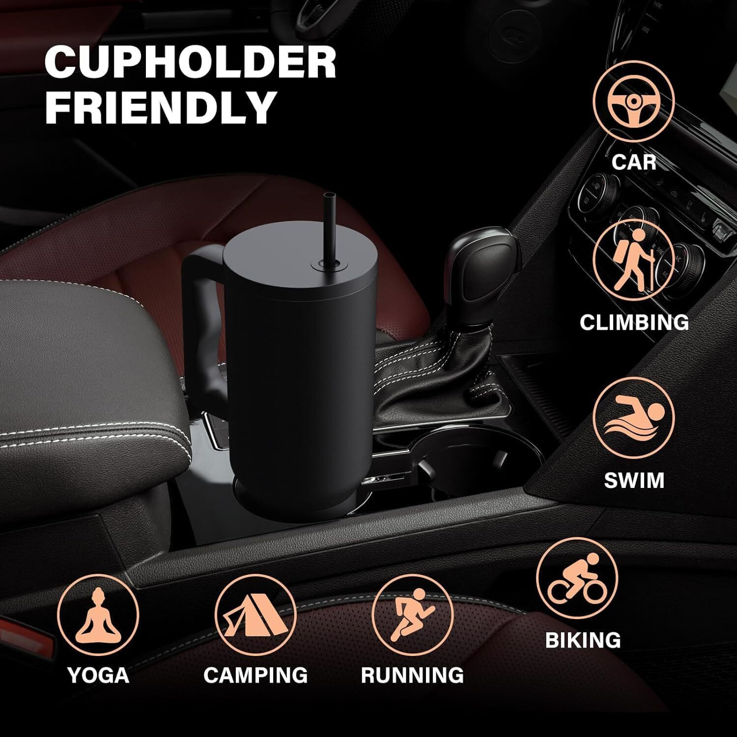 Image of INDIWARRIOR Sipper Bottle Double Insulated Tumbler With Handle And Straw Accessories 1200 ml Stainless Steel Bottle