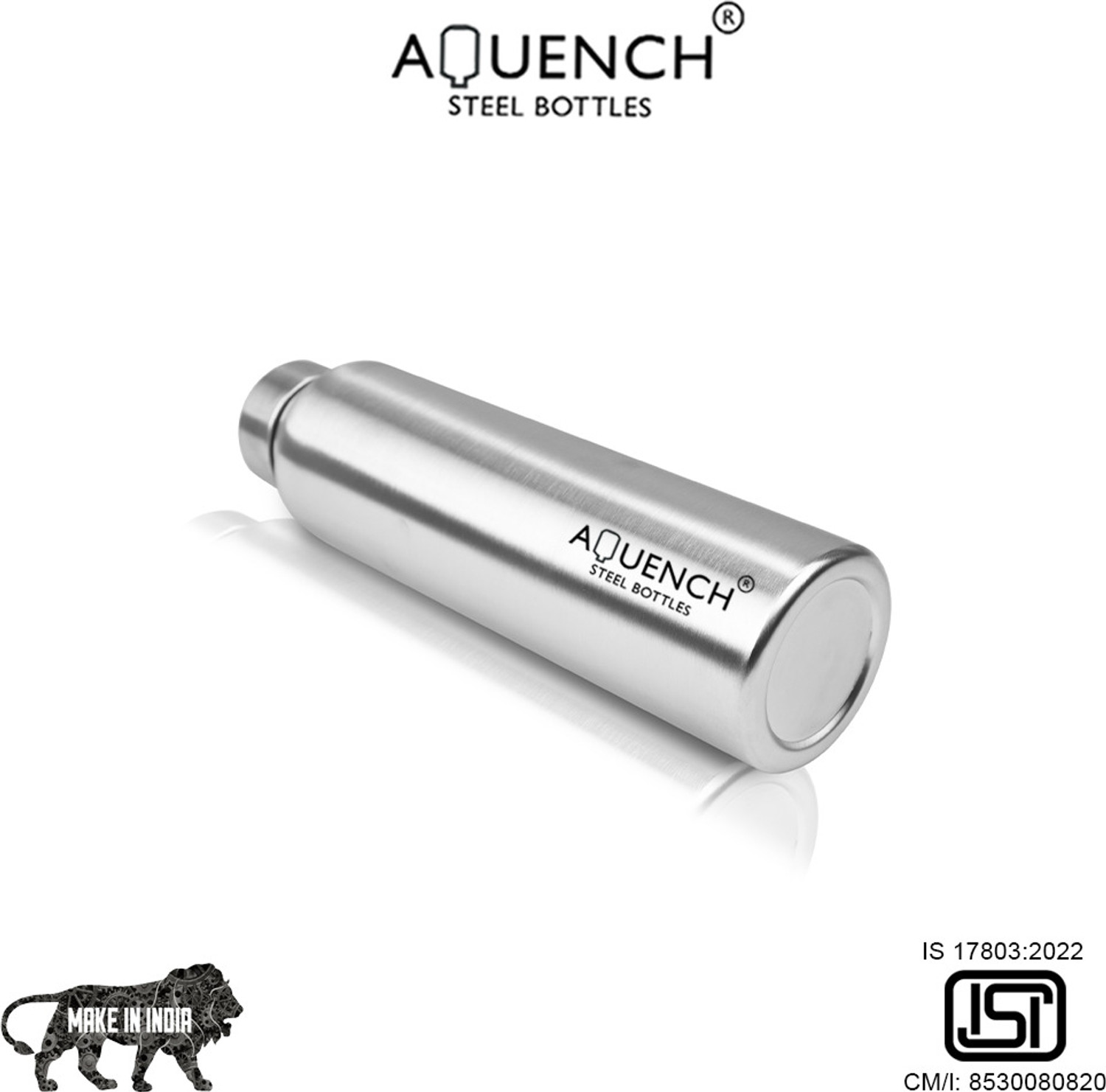 Image of AQUENCH Lean Stainless Steel 1L Water Bottle for Fridge, Office, Gym & Home Use 1000 ml Stainless Steel Bottle