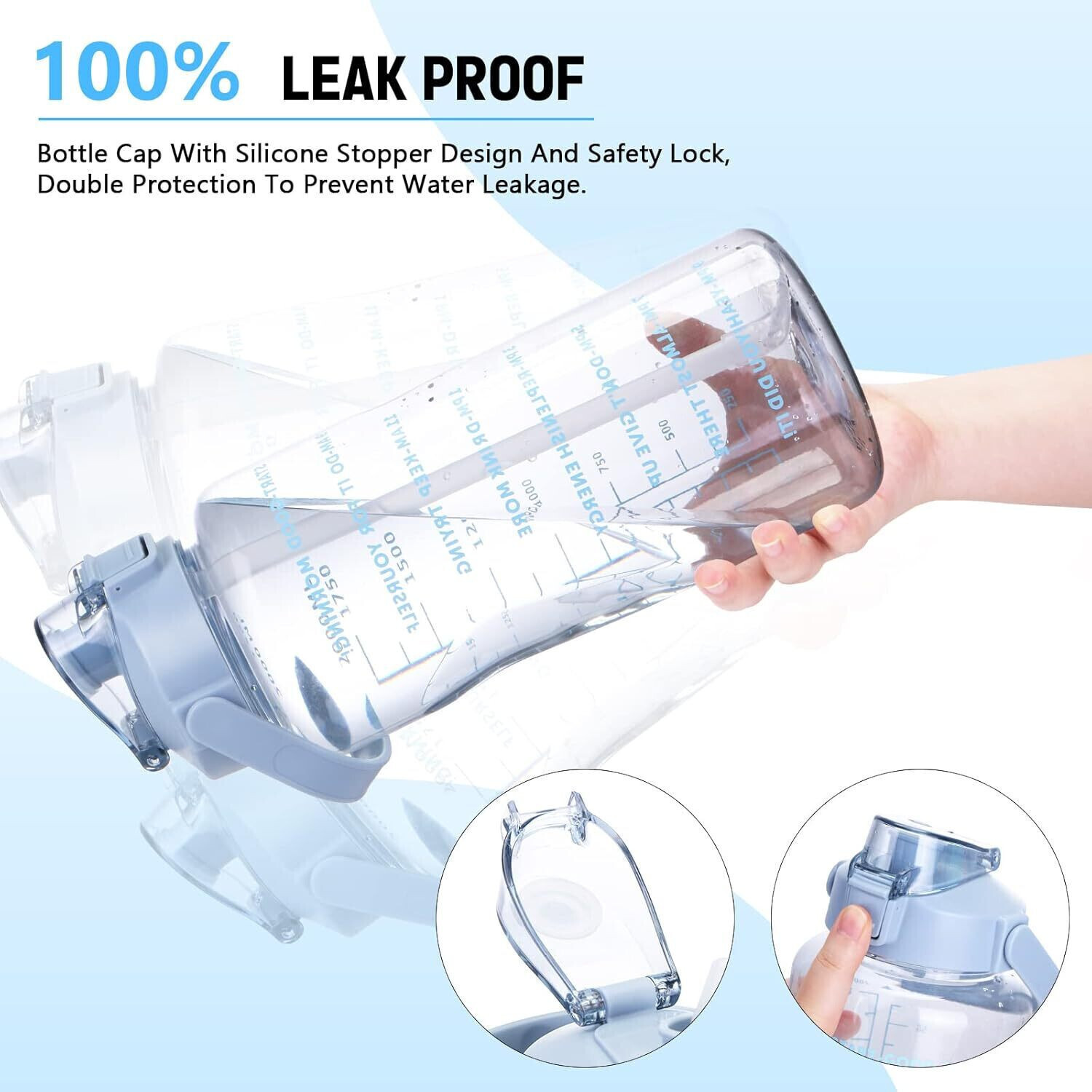 Image of AANZIA Large-Capacity transparent Water Bottle Motivational 2000 ml Bottle 2000 ml Plastic Bottle