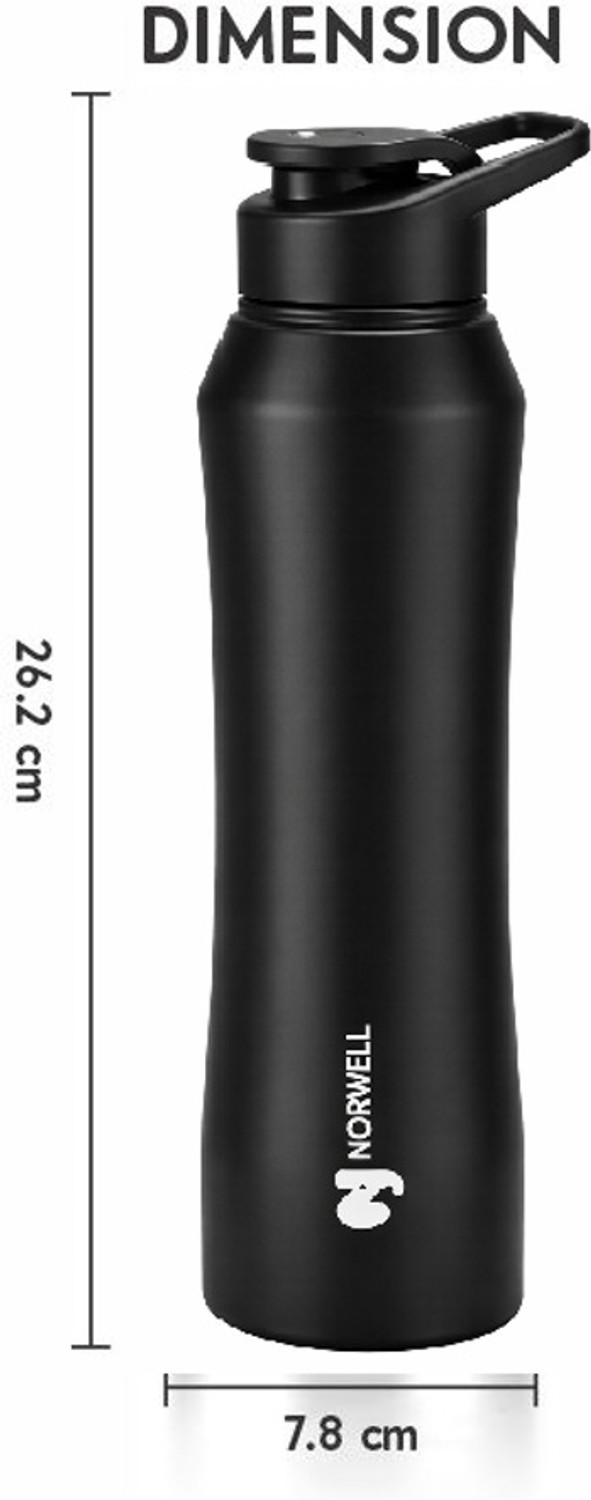 Image of NORWELL Curvy Black, Stylish Leakproof 1000 ml Steel Bottle
