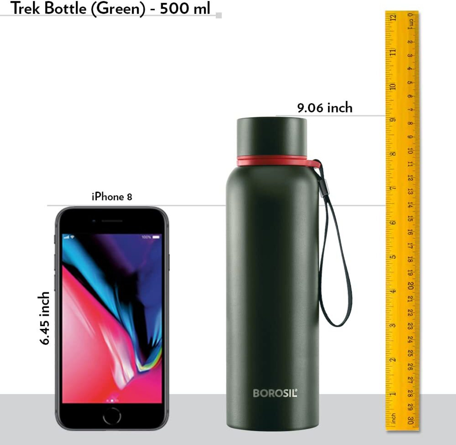 Image of BOROSIL 500ml Trek 20 Hrs Hot & 24 Hrs Cold Vaccum Insulated Flask Steel Bottle 500 ml Stainless Steel Flask