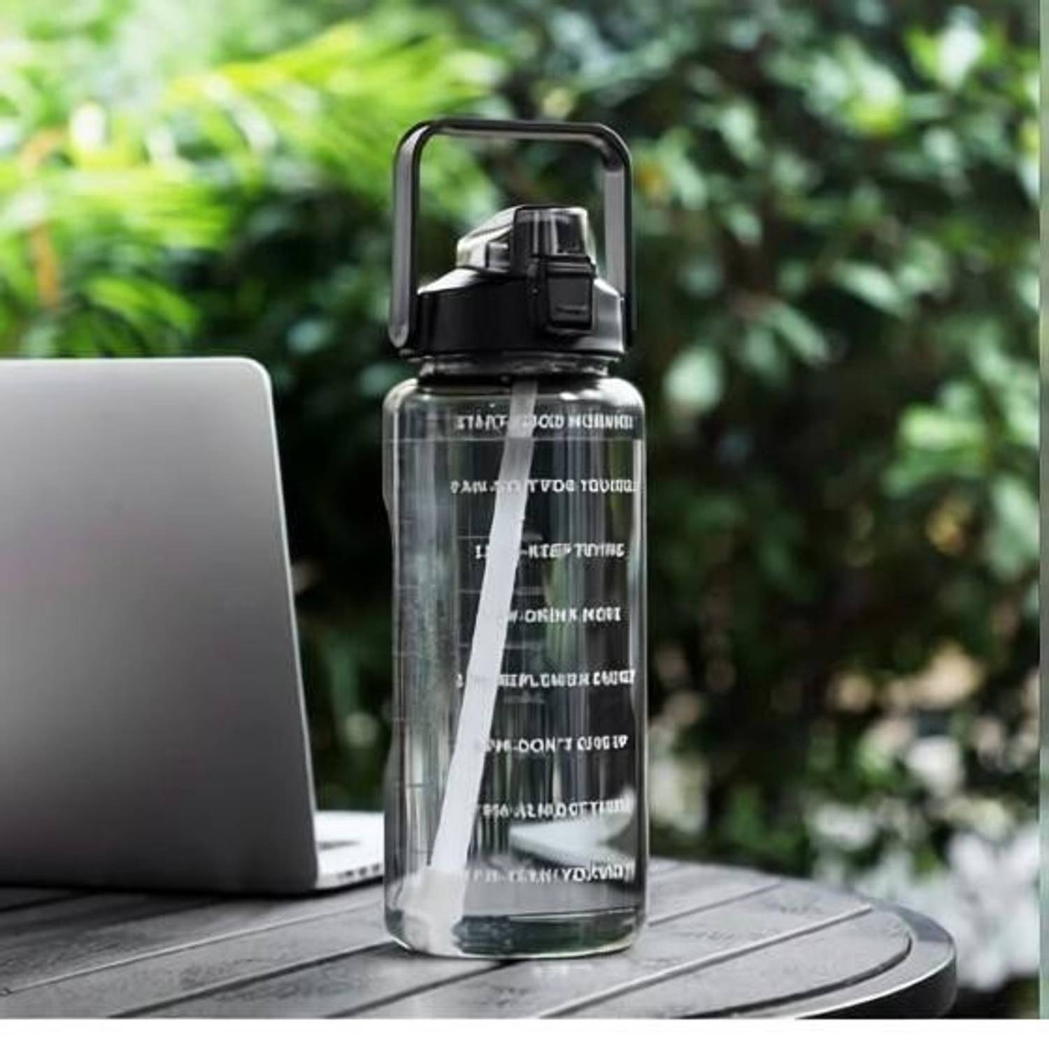 BeastBull Water Bottle with Straw, BPA-Free & Leak-Proof, Time Marker & Flip-Top Lid 2000 ml Plastic Sipper