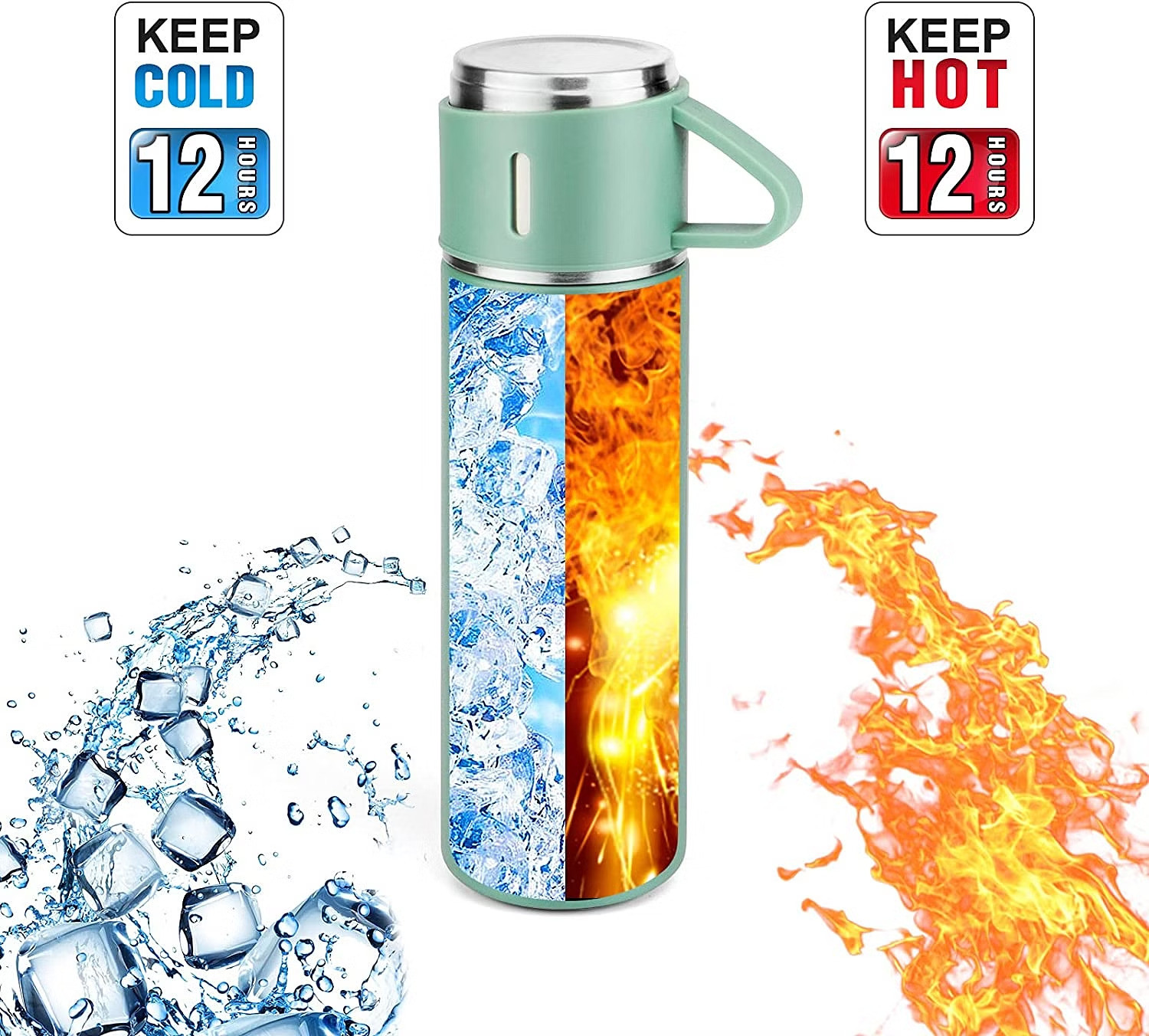 Image of Sedoka Pack of 1 Stainless Steel Vacuum Insulated Bottle with Cup for Coffee Hot drink and Cold 500 ml Flask Steel